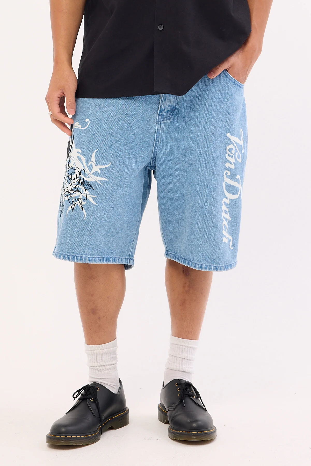 Von Dutch Denim Shorts Mid Blue Denim - Image 2