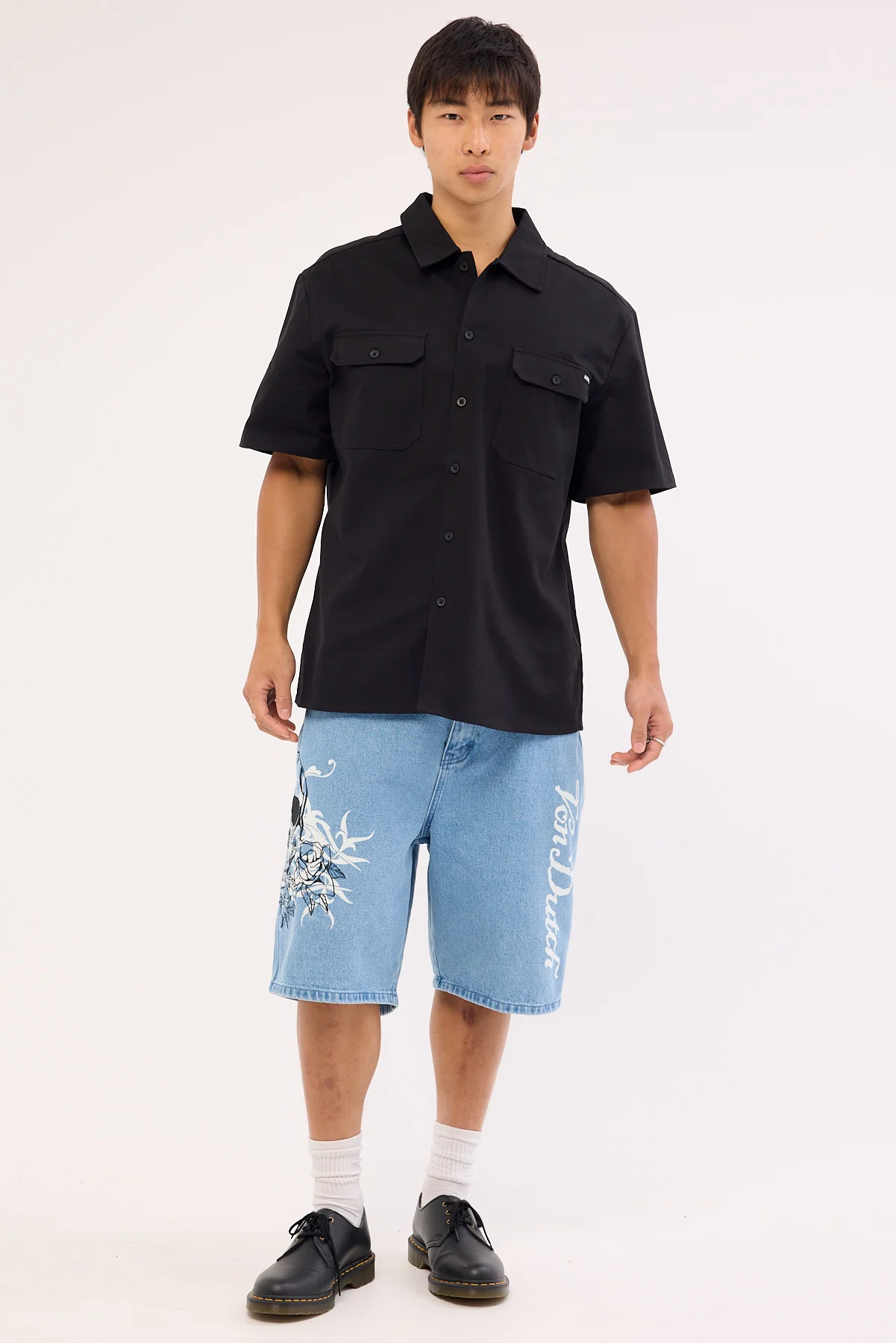 Von Dutch Denim Shorts Mid Blue Denim - Image 3