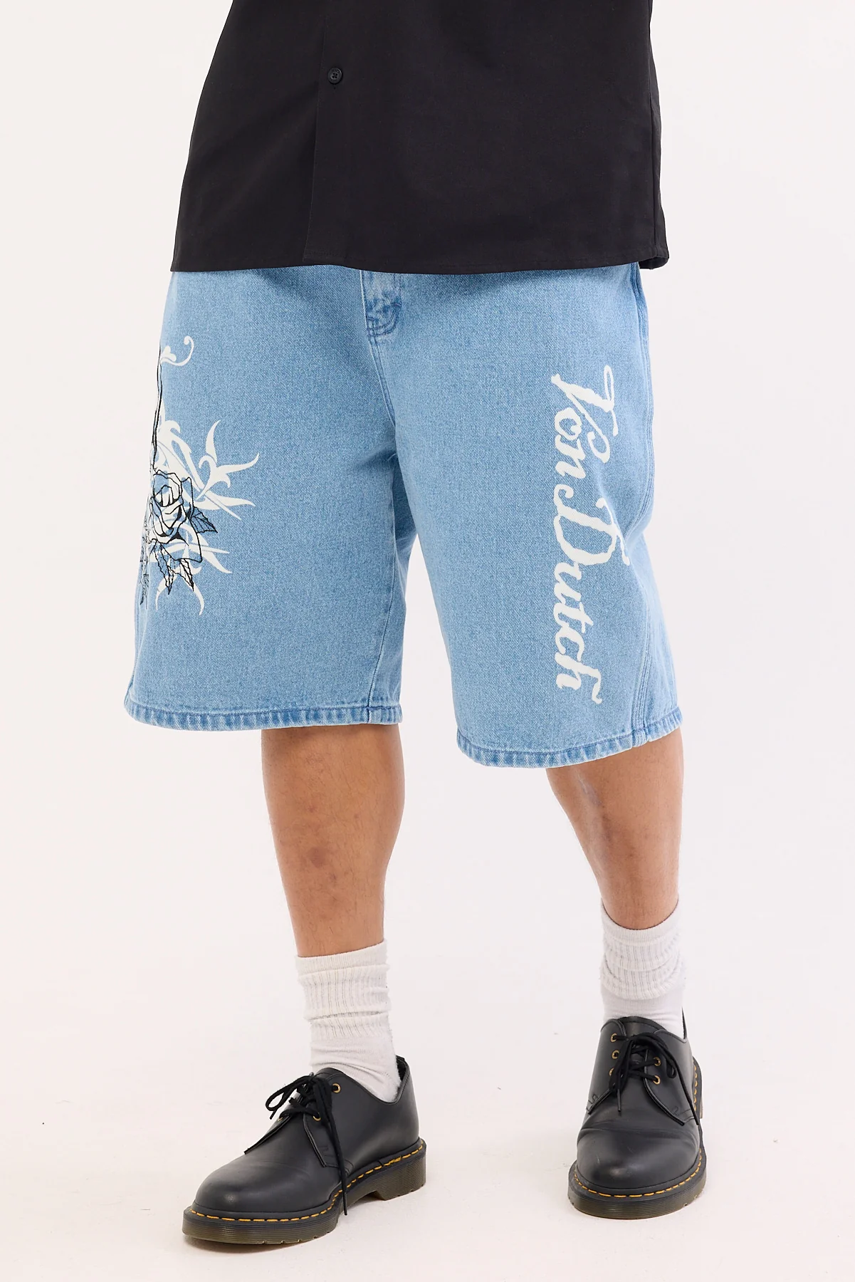 Von Dutch Denim Shorts Mid Blue Denim - Image 4