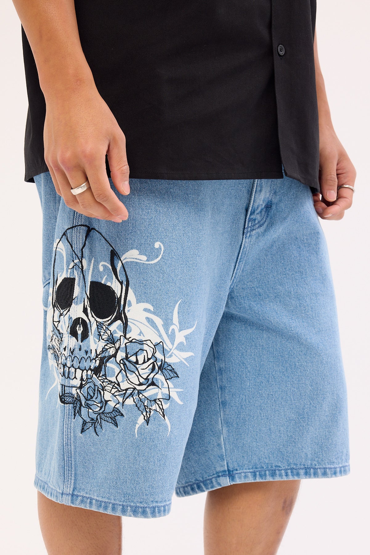 Von Dutch Denim Shorts Mid Blue Denim - Image 8