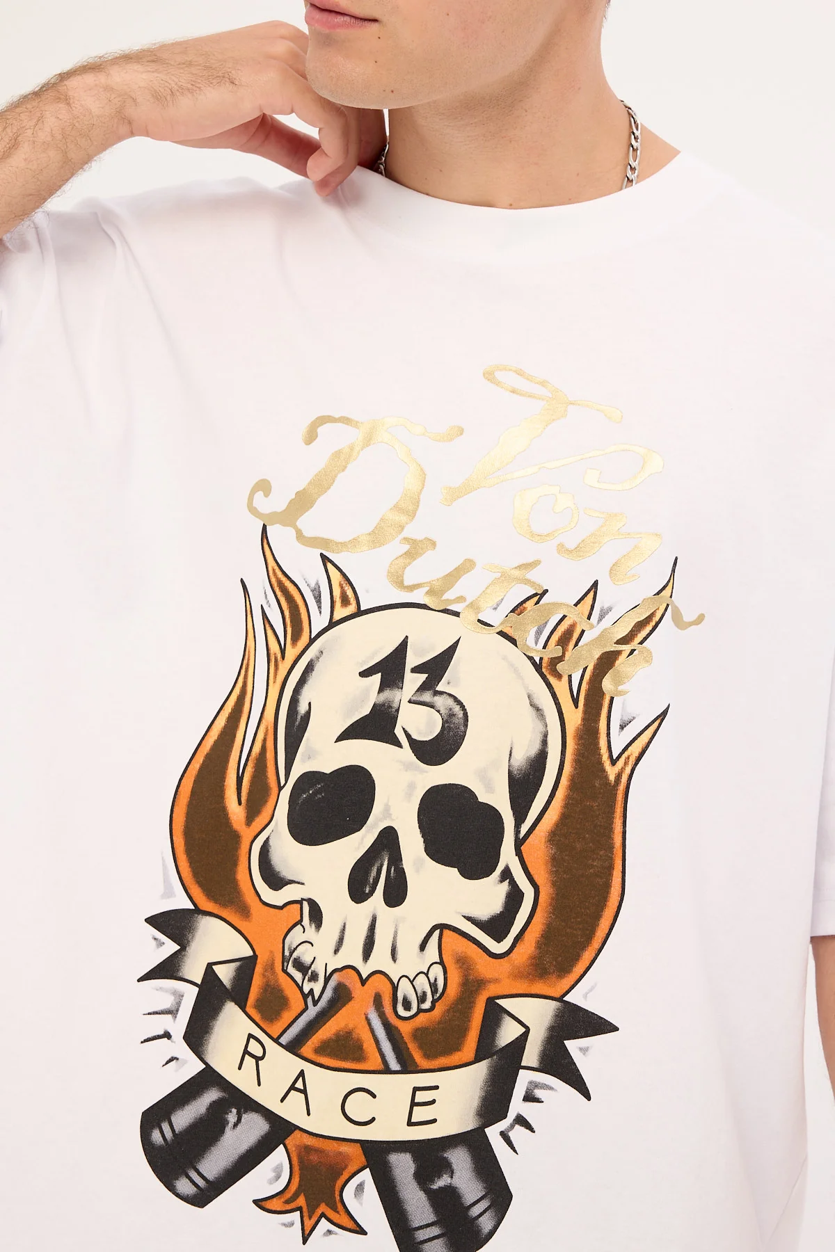 Von Dutch Mens Fire Tee White - Image 3