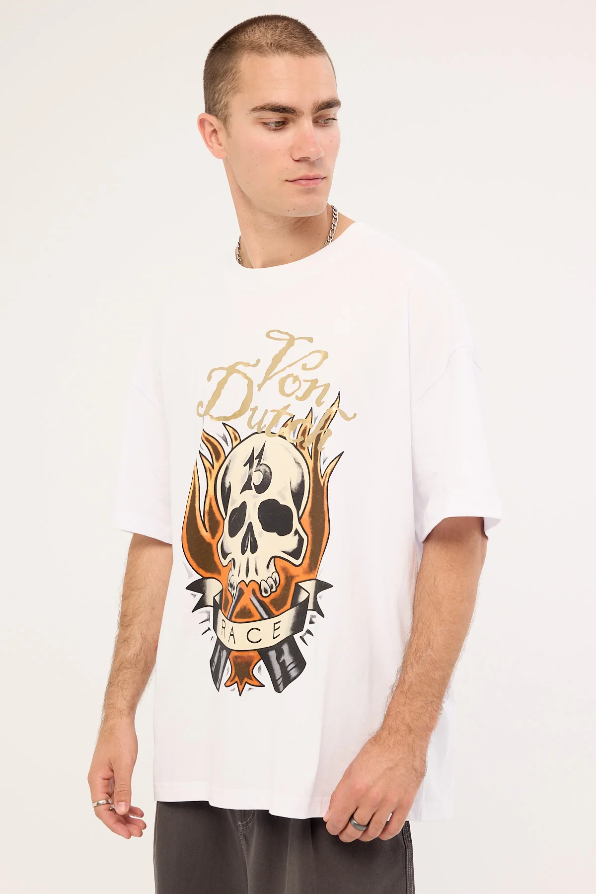 Von Dutch Mens Fire Tee White - Image 4