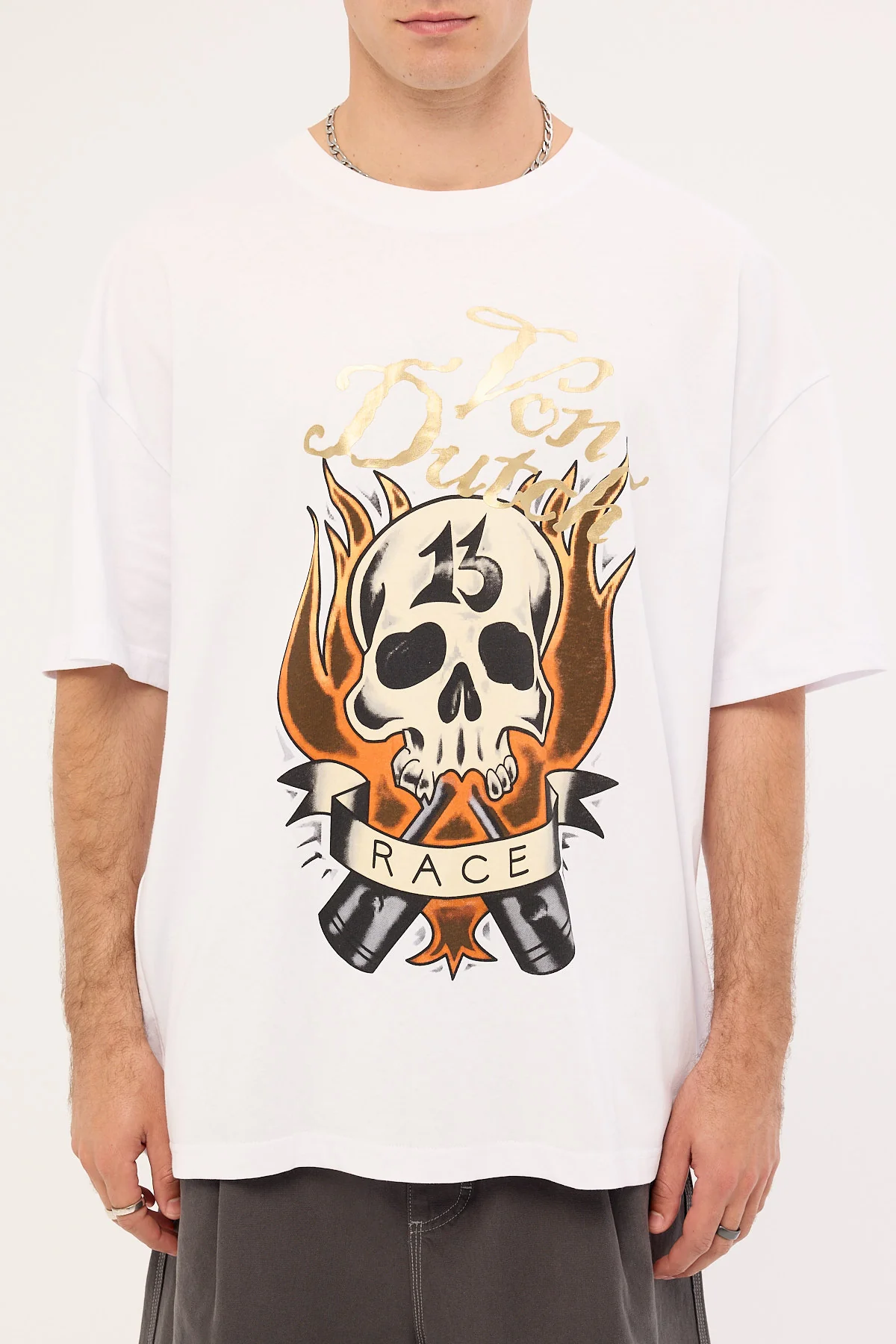 Von Dutch Mens Fire Tee White - Image 6