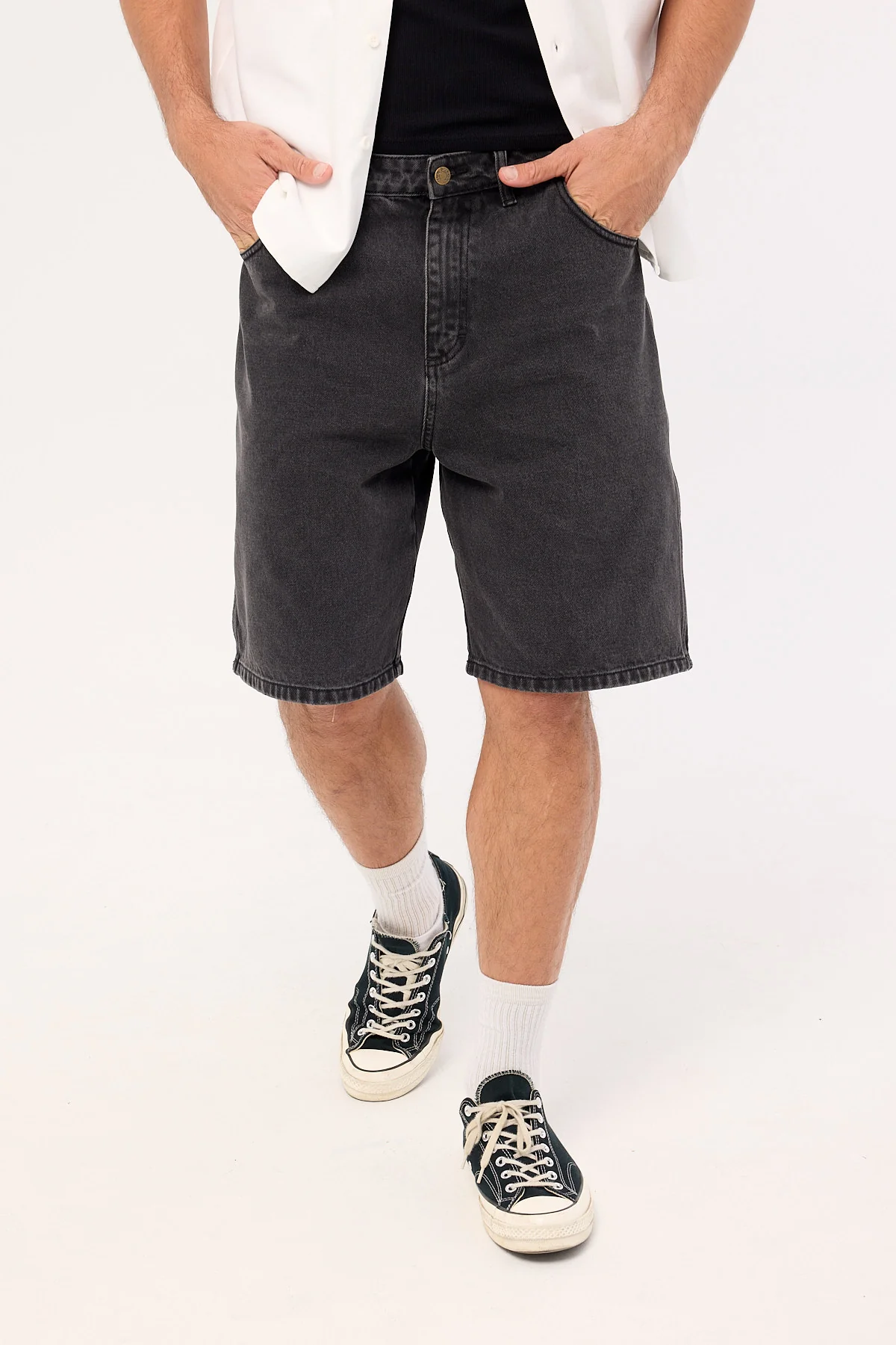Von Dutch Oval Denim Shorts Washed Black - Image 4