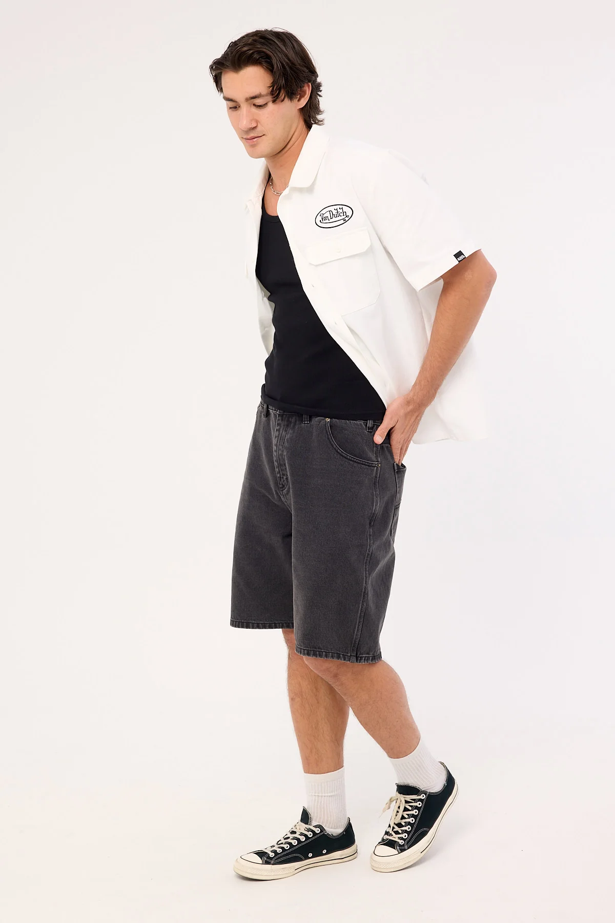 Von Dutch Oval Denim Shorts Washed Black - Image 5