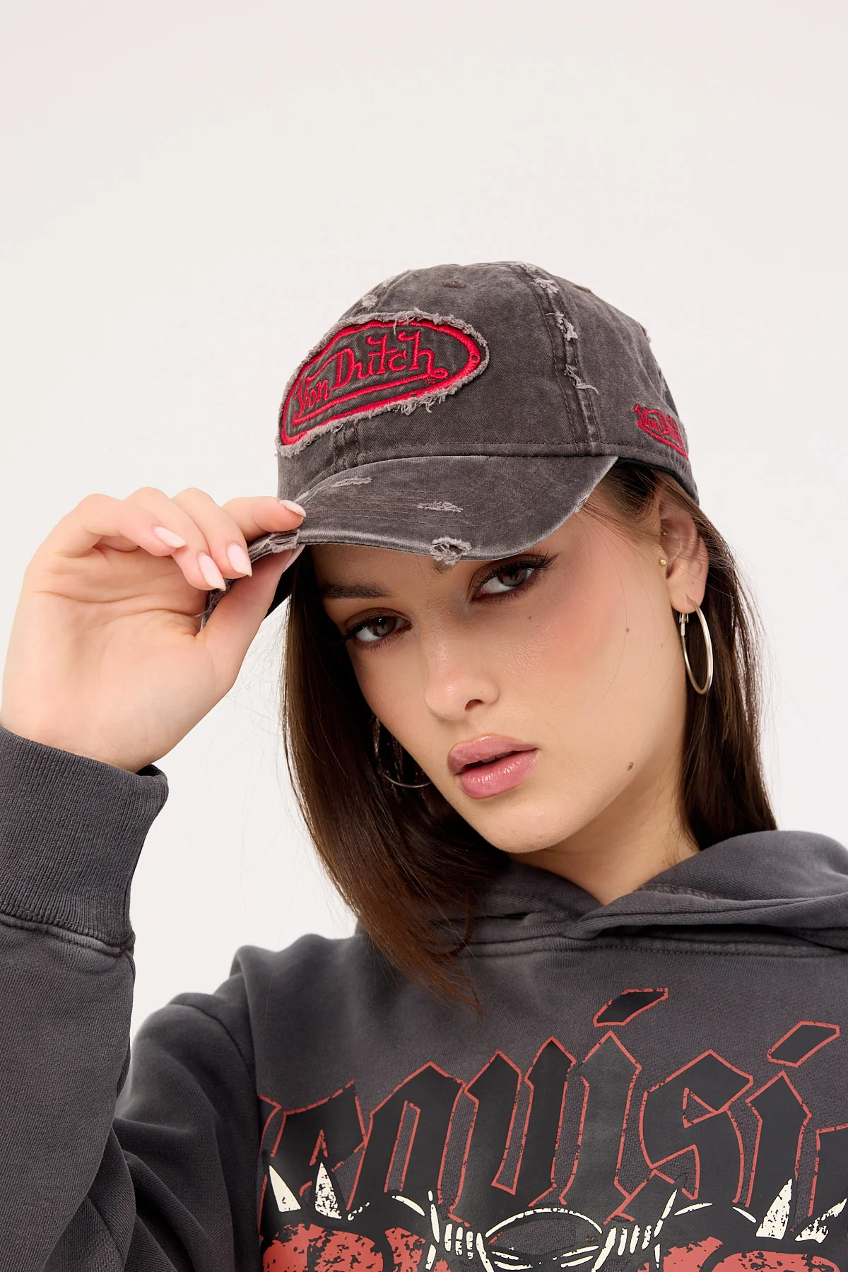 Von Dutch Overdye Wash Dad Cap Chocolate/Red - Image 3