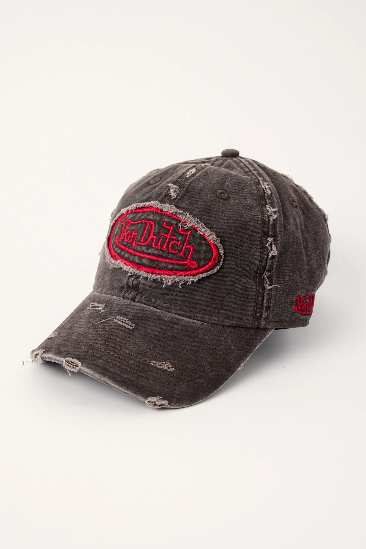 Von Dutch Overdye Wash Dad Cap Chocolate/Red - Image 5
