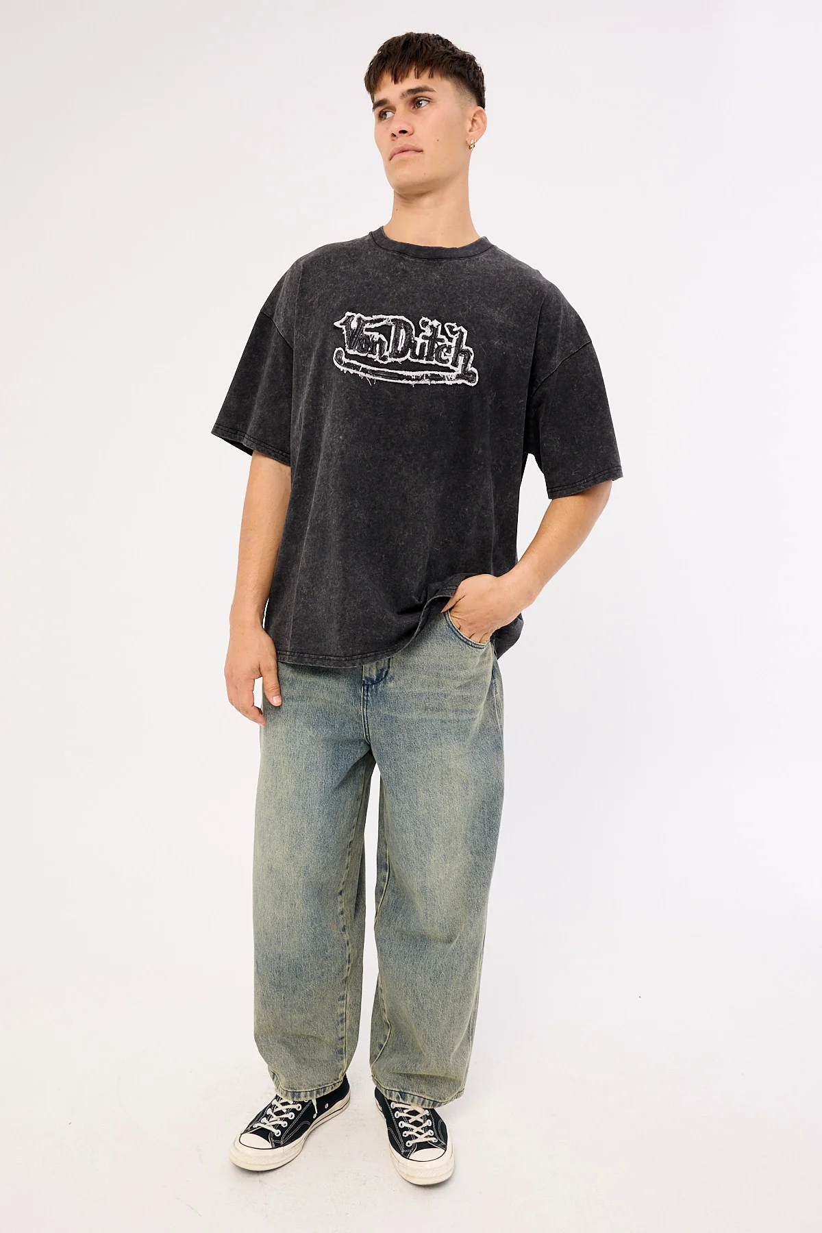 Von Dutch Von Dutch Distressed Men's Tee Washed Black - Image 2