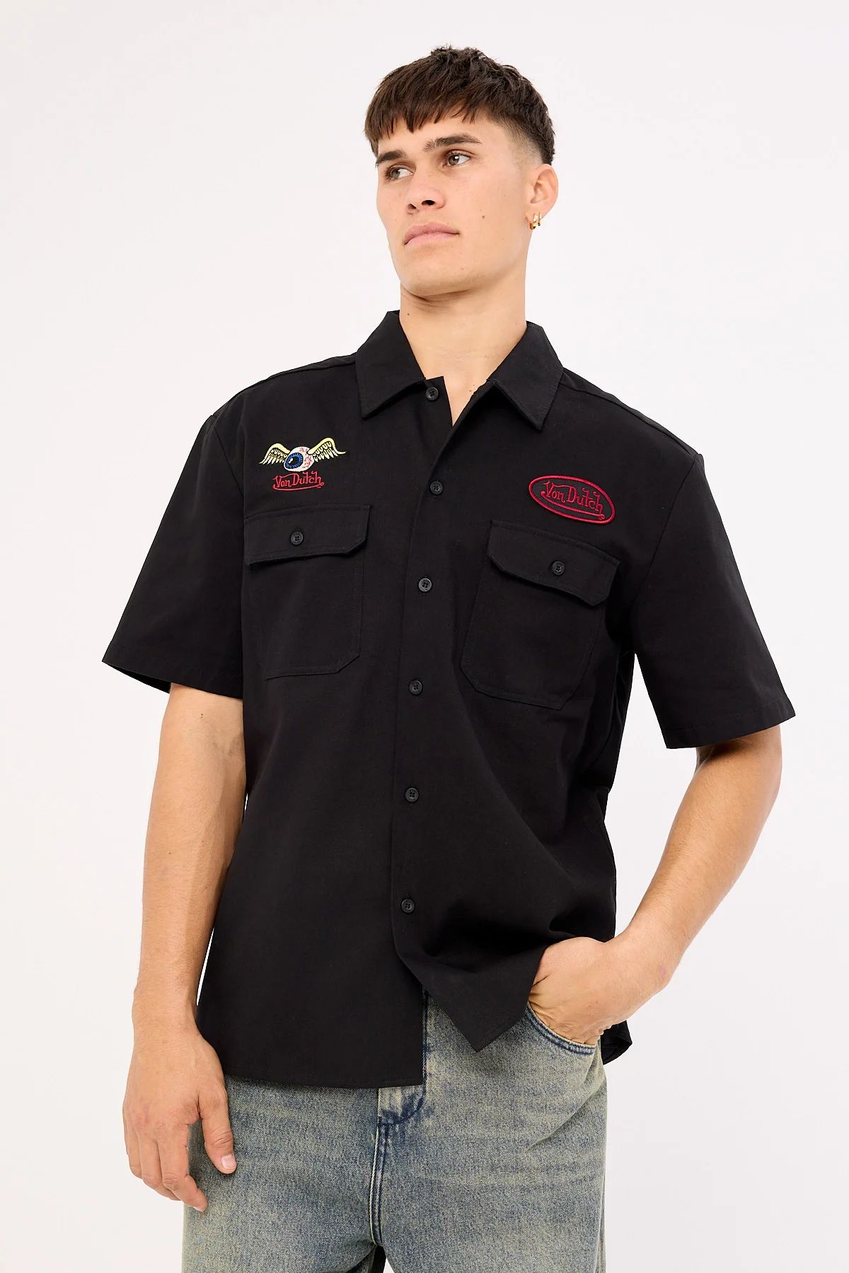Von Dutch Von Dutch Mix Men's Collared Shirt Black - Image 2