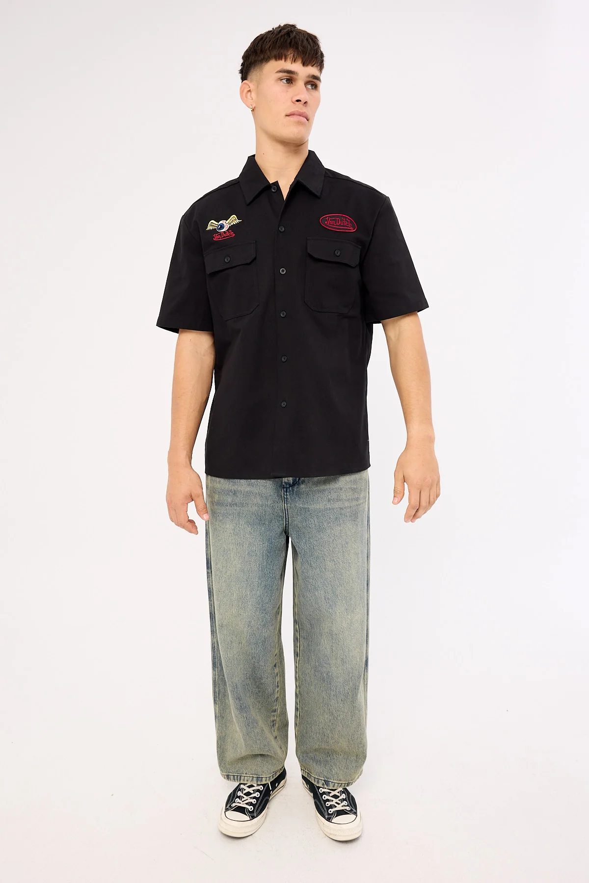 Von Dutch Von Dutch Mix Men's Collared Shirt Black - Image 3