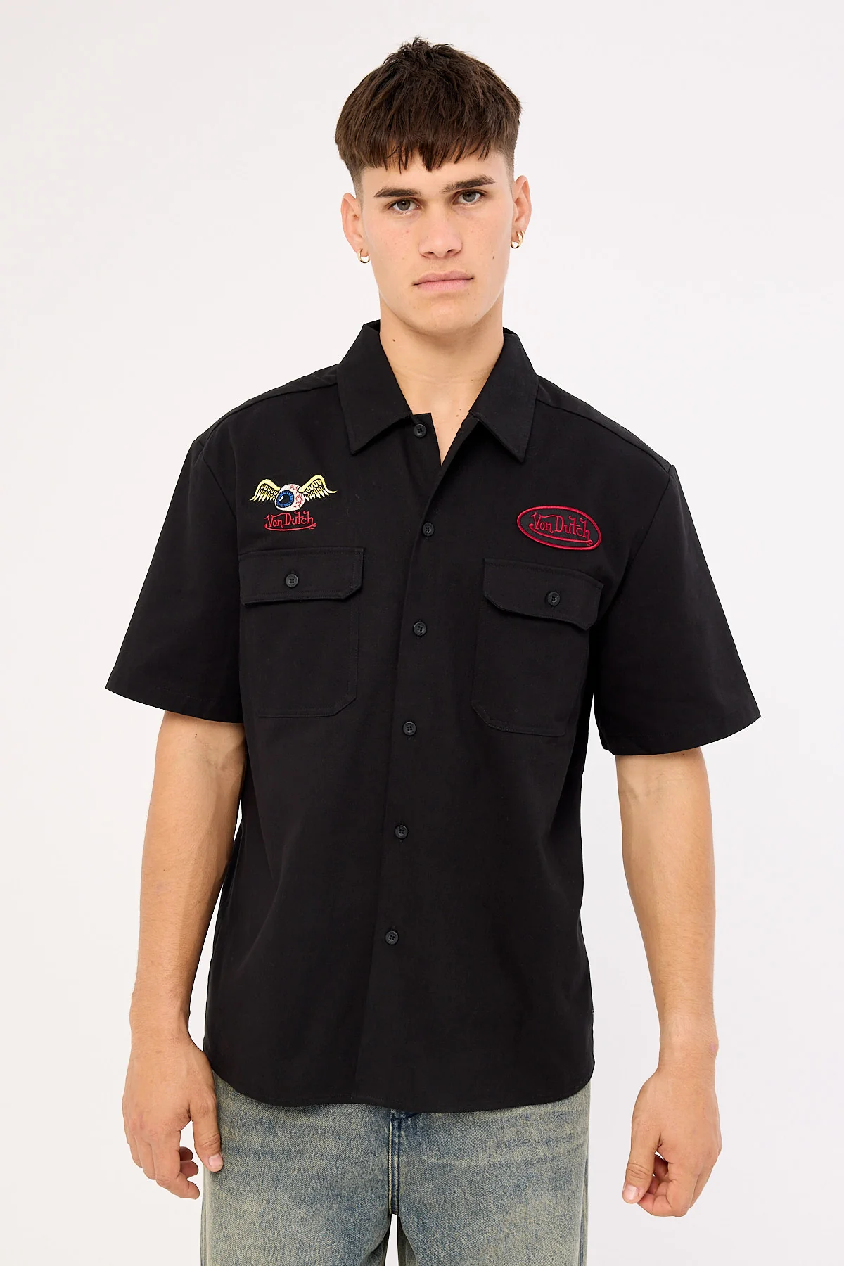 Von Dutch Von Dutch Mix Men's Collared Shirt Black - Image 4