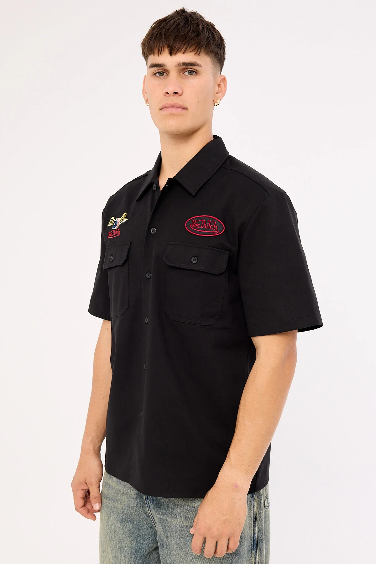 Von Dutch Von Dutch Mix Men's Collared Shirt Black - Image 5