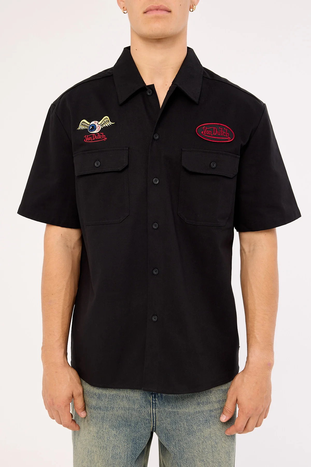 Von Dutch Von Dutch Mix Men's Collared Shirt Black - Image 8
