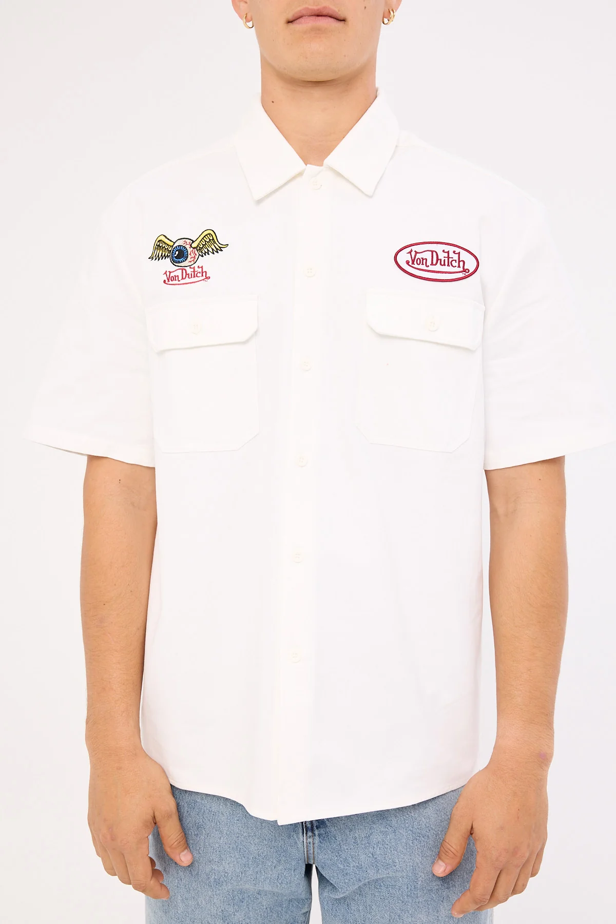 Von Dutch Von Dutch Mix Men's Collared Shirt White - Image 8