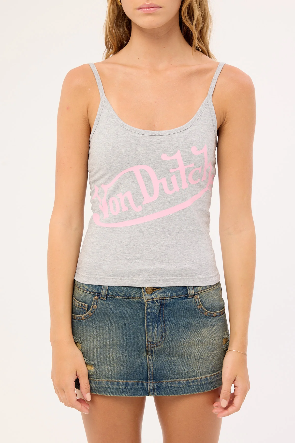 Von Dutch Pink Von Dutch Top Grey Marle - Image 5