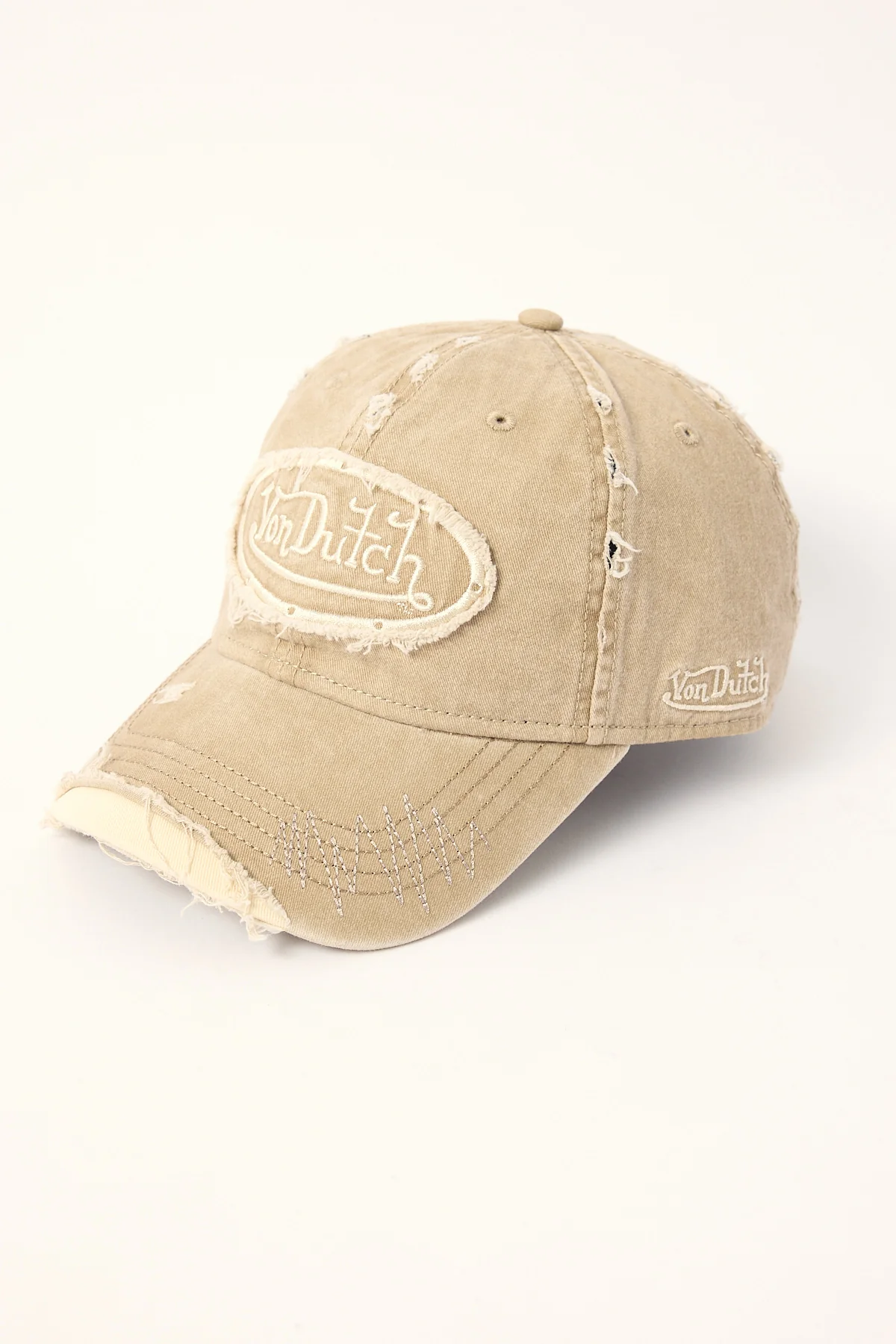 Von Dutch Zigzag Overdye Wash Dad Cap Dark Taupe - Image 3