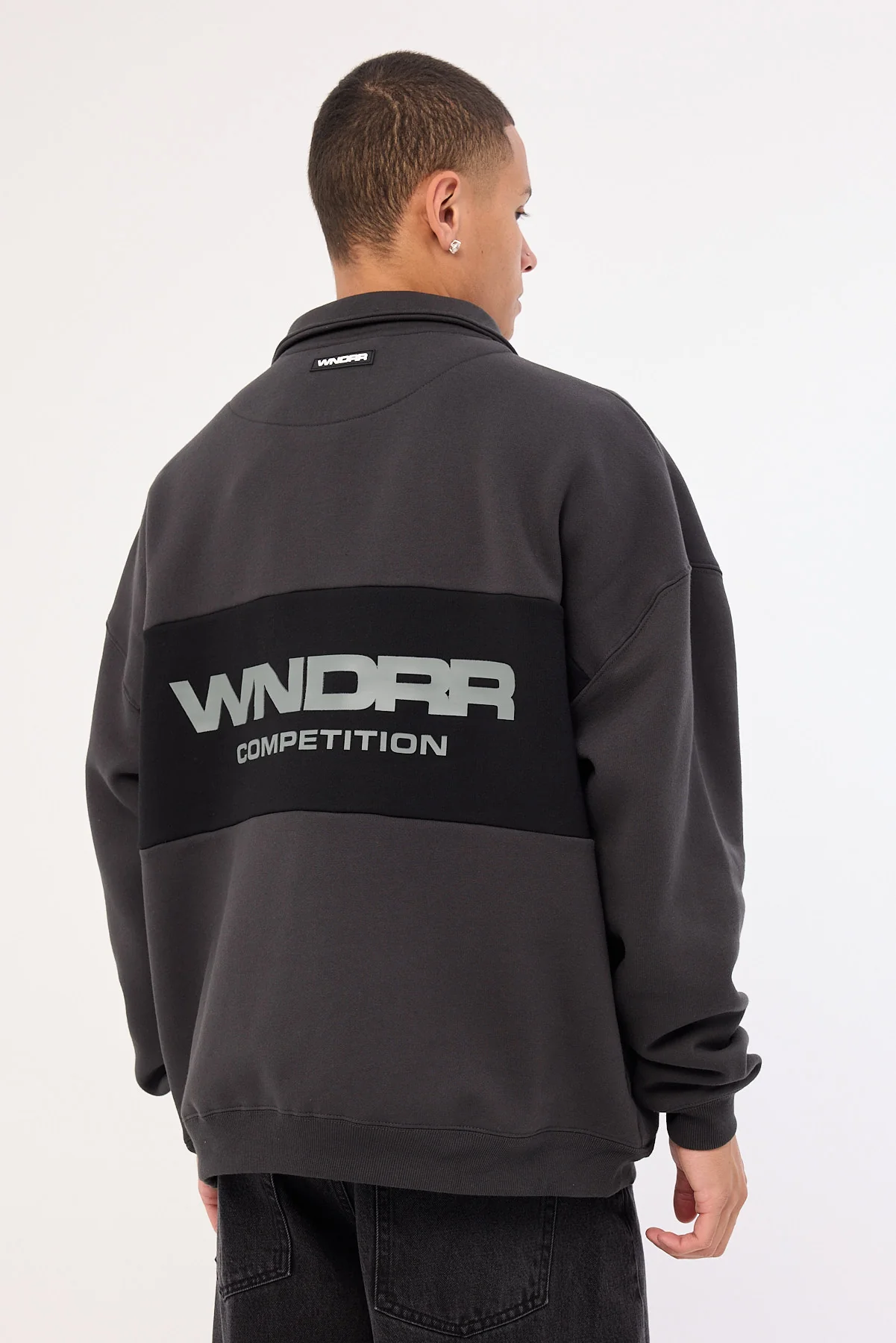 Wndrr Frequency Panel 1/4 Zip Sweat Faded Black - Image 4