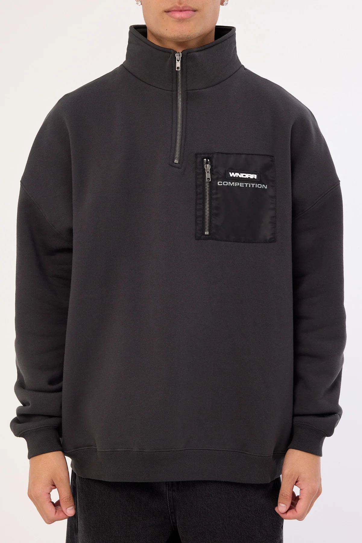 Wndrr Frequency Panel 1/4 Zip Sweat Faded Black - Image 7