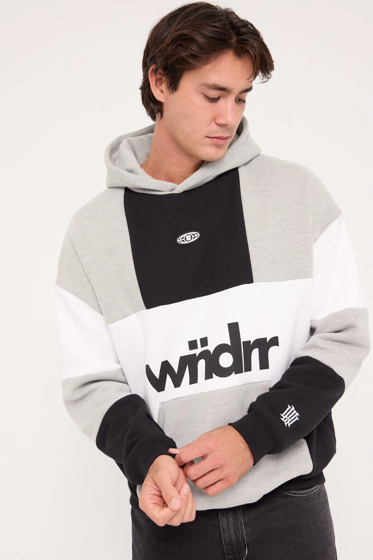 Wndrr Global Panel Hood Sweat Black/Grey Marle