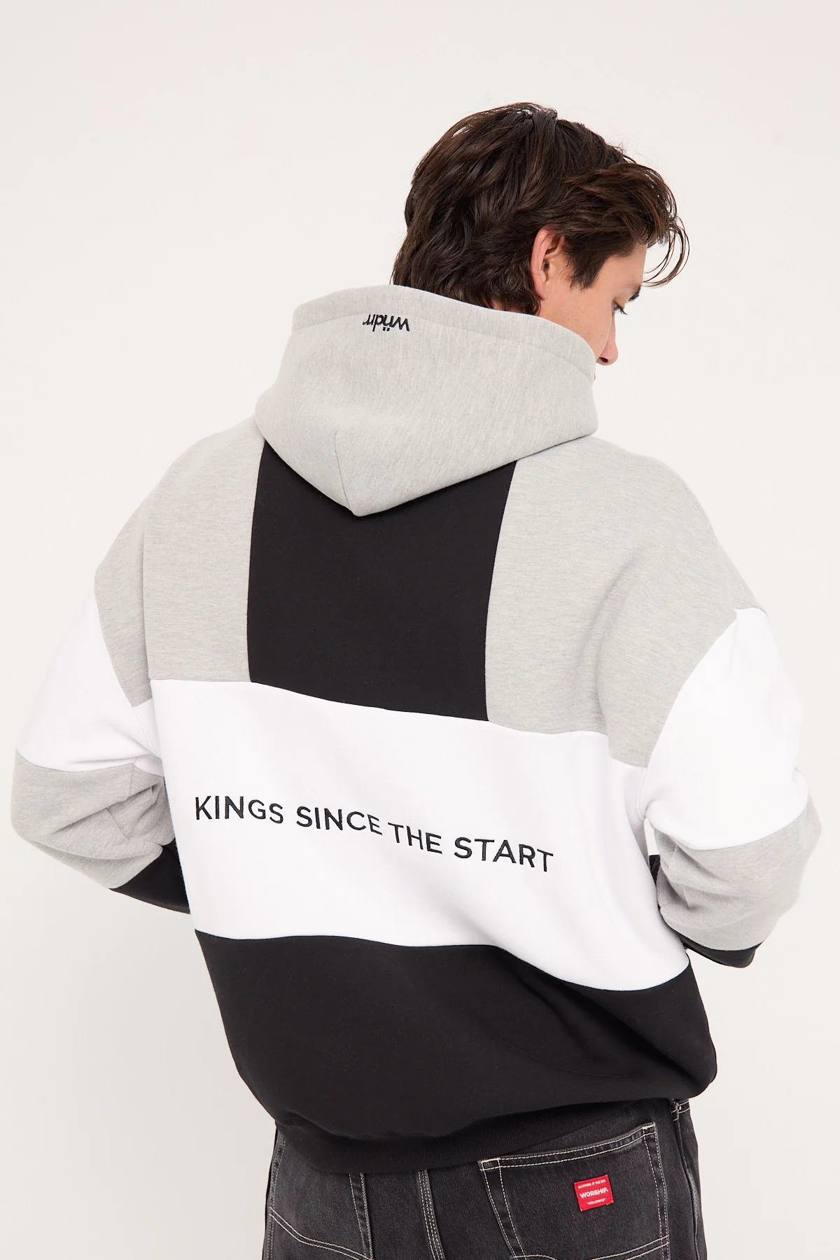 Wndrr Global Panel Hood Sweat Black/Grey Marle - Image 6