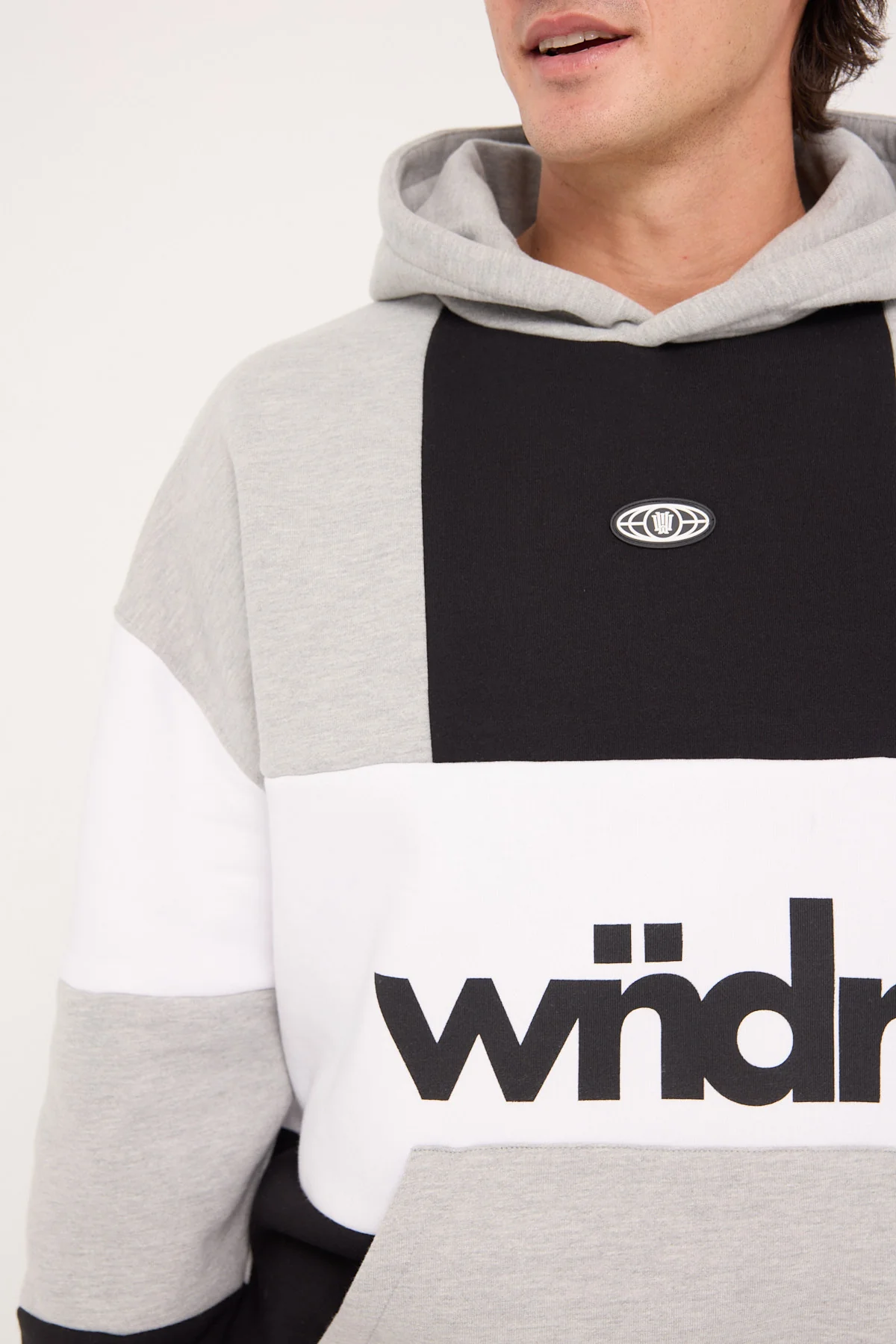 Wndrr Global Panel Hood Sweat Black/Grey Marle - Image 8