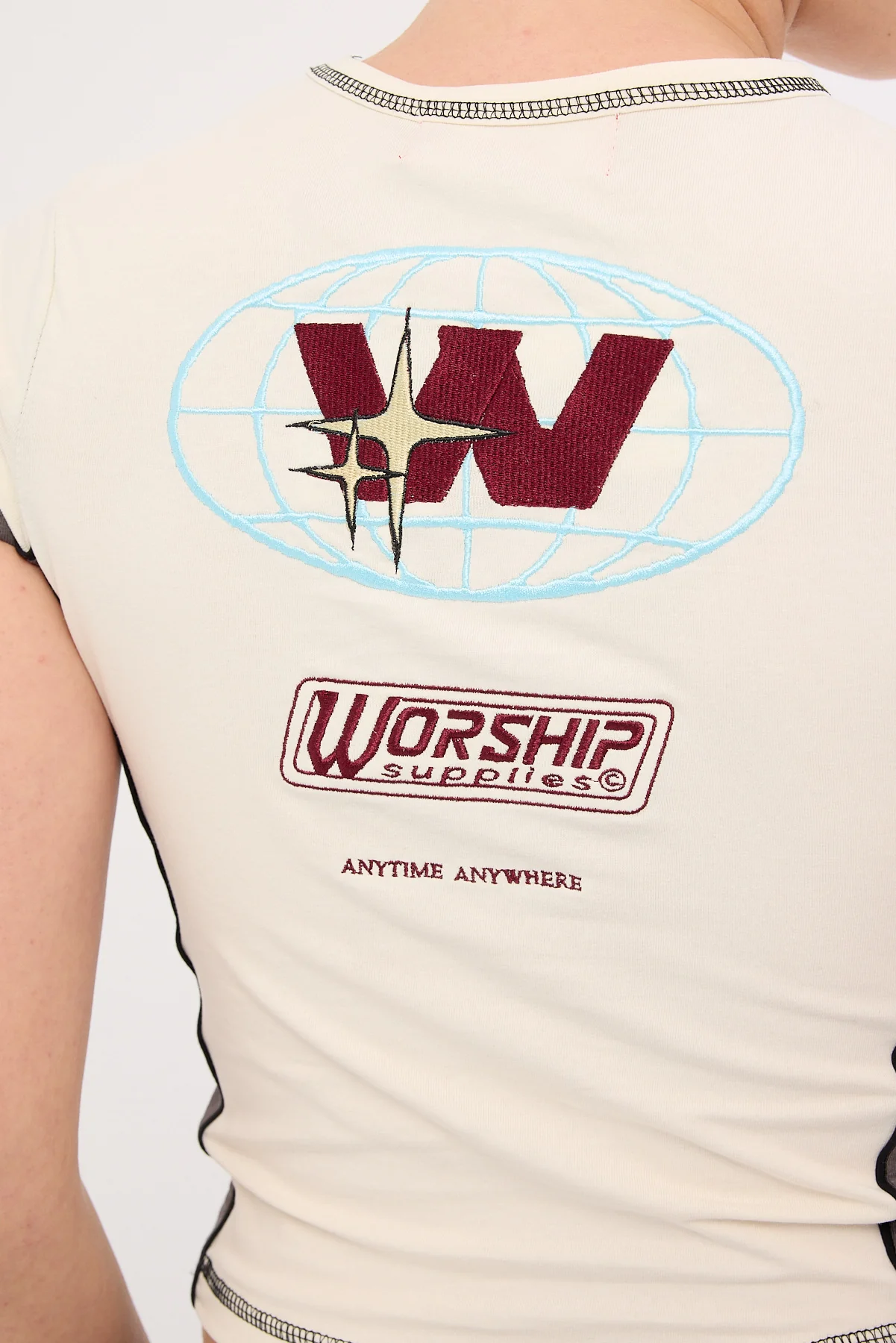 Worship Anytime Panelled Cap Sleeve Tee Zine/Worn Black - Image 6