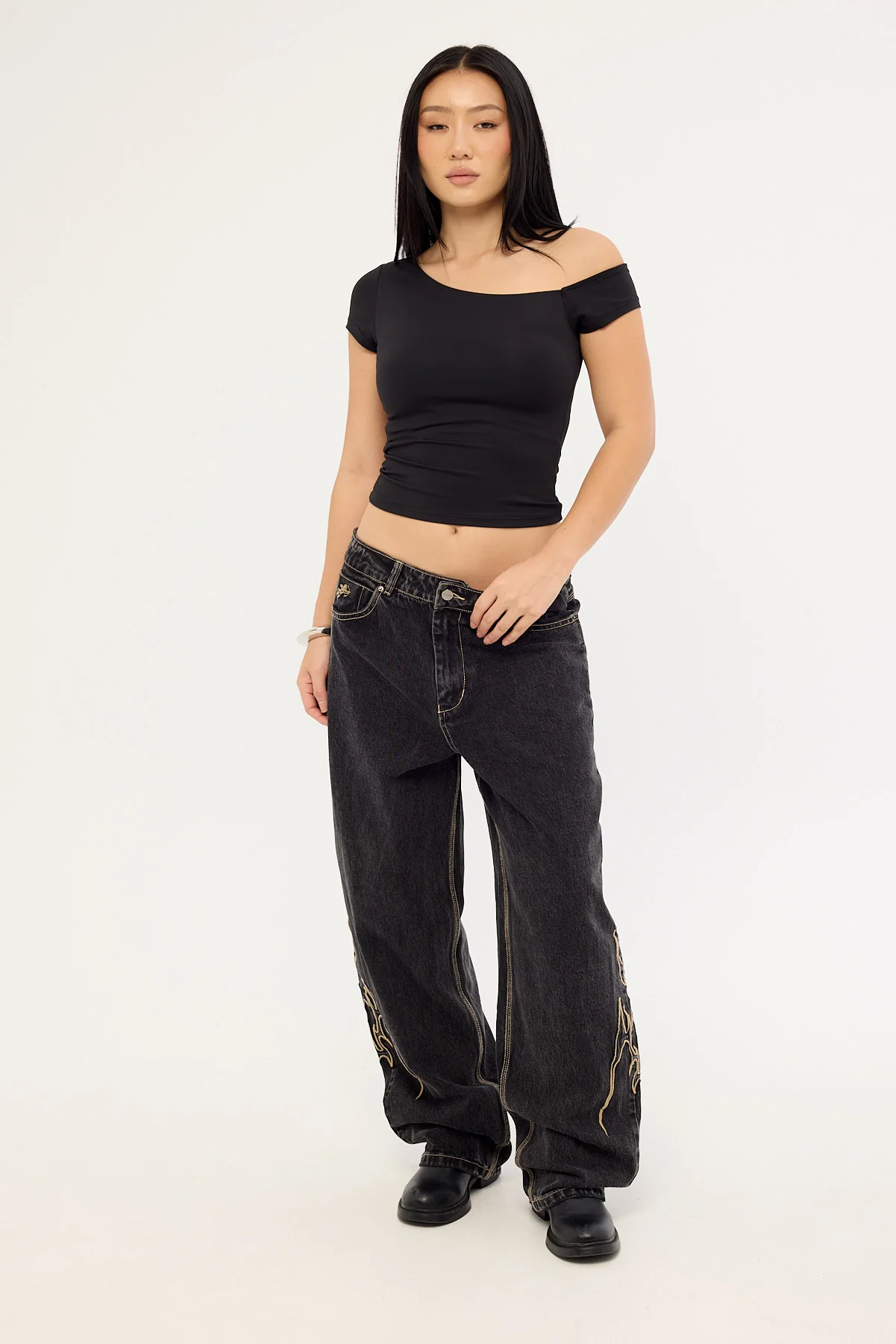 Worship At Peace Big Baggy Jean Black Rinse