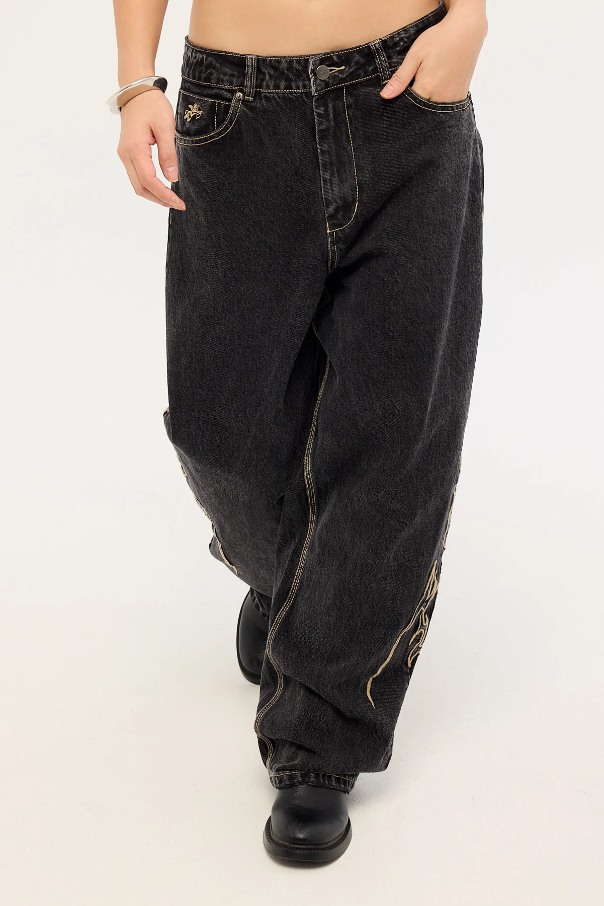 Worship At Peace Big Baggy Jean Black Rinse - Image 2