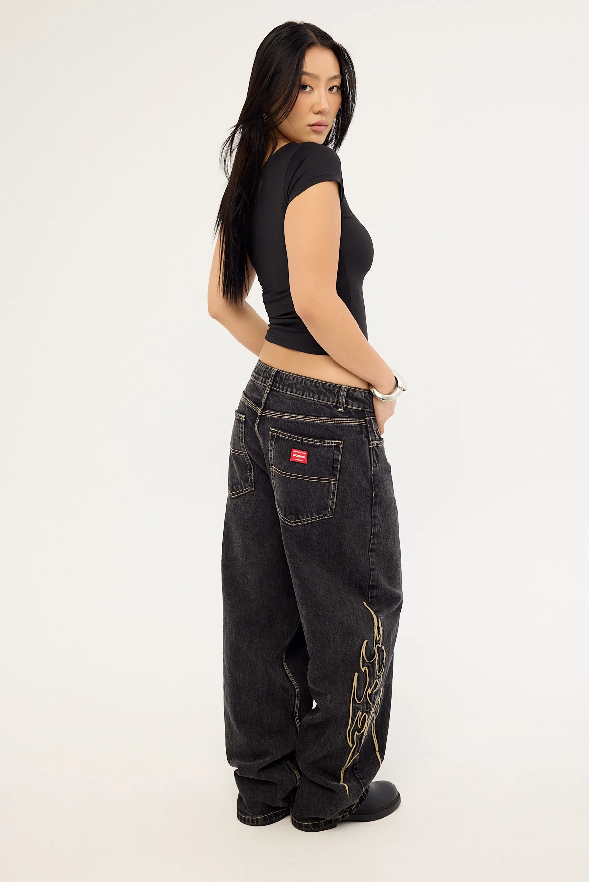 Worship At Peace Big Baggy Jean Black Rinse - Image 6