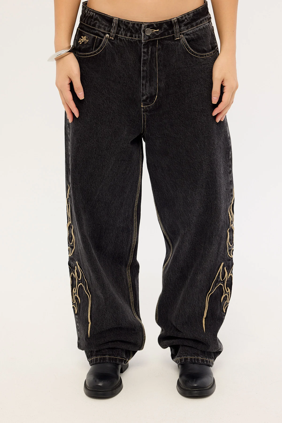Worship At Peace Big Baggy Jean Black Rinse - Image 7