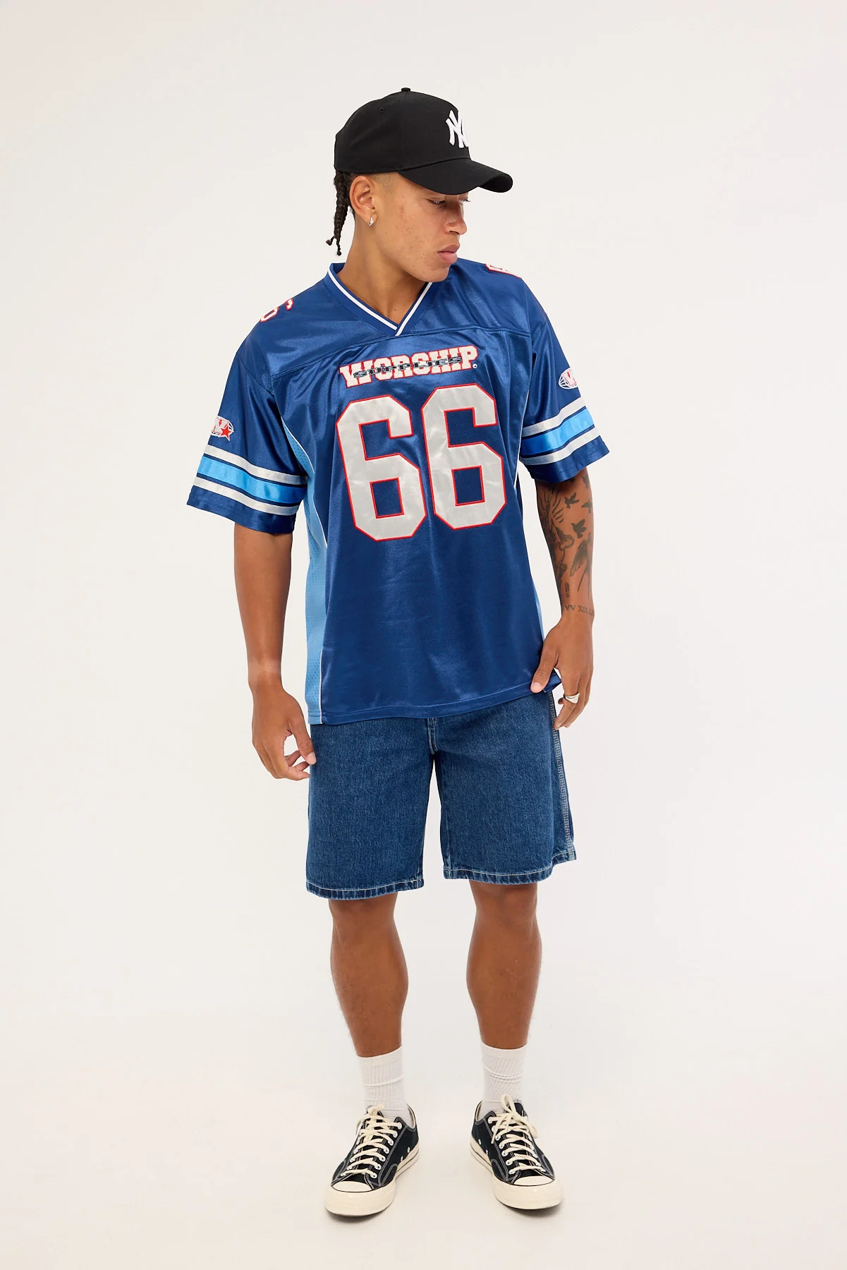 Worship Belter Mesh Jersey Tee Blue Depths - Image 2