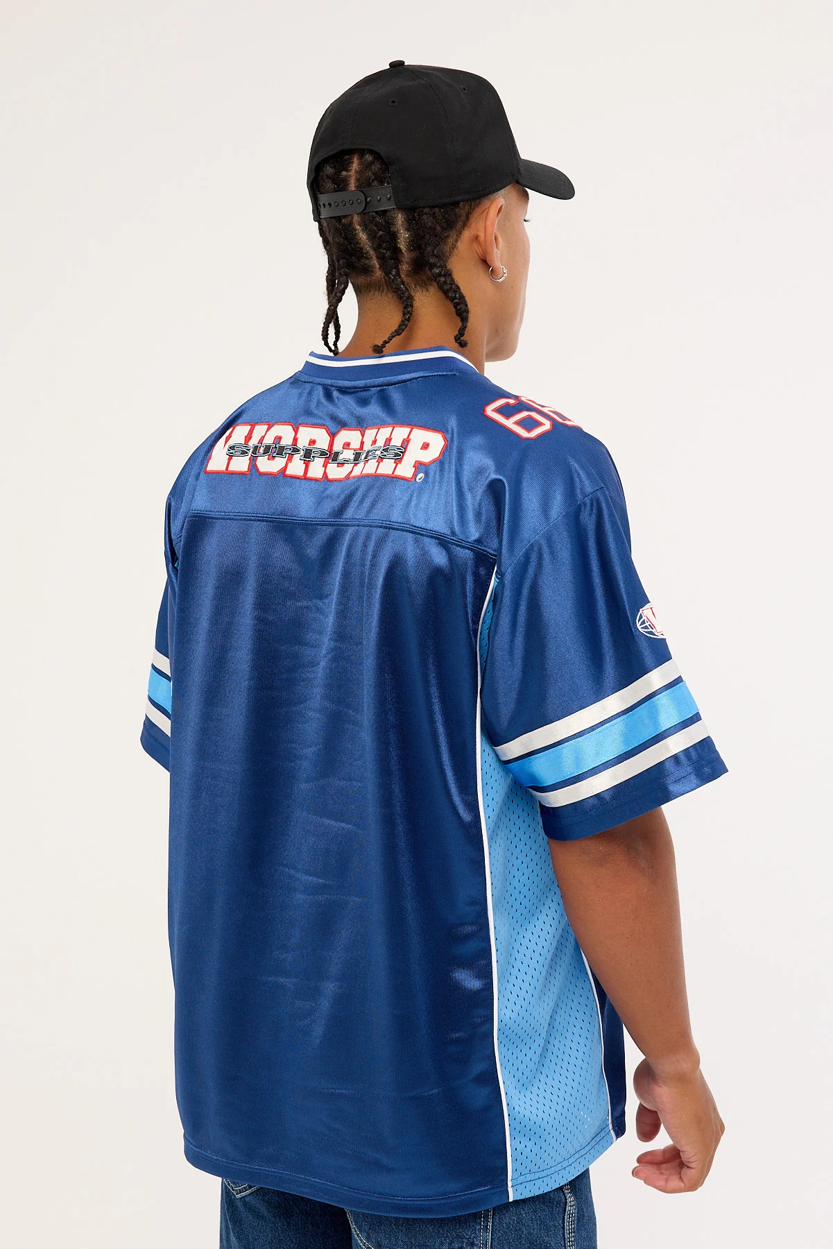 Worship Belter Mesh Jersey Tee Blue Depths - Image 4