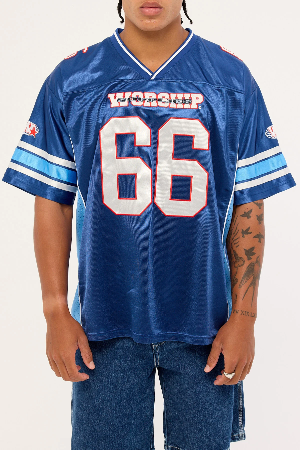 Worship Belter Mesh Jersey Tee Blue Depths - Image 6