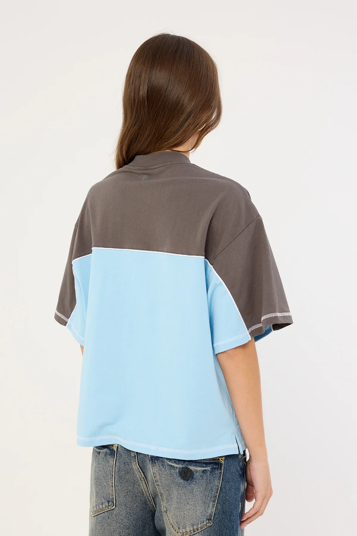 Worship Belter Panelled Box Fit Tee Willow Blue - Image 5