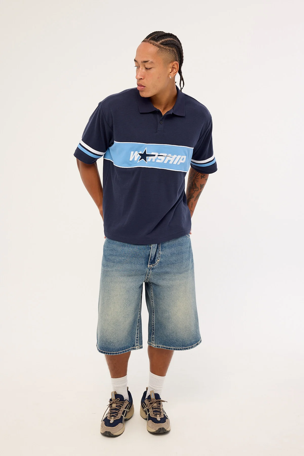 Worship Belter Short Sleeve Golf Polo Blue Depths - Image 4