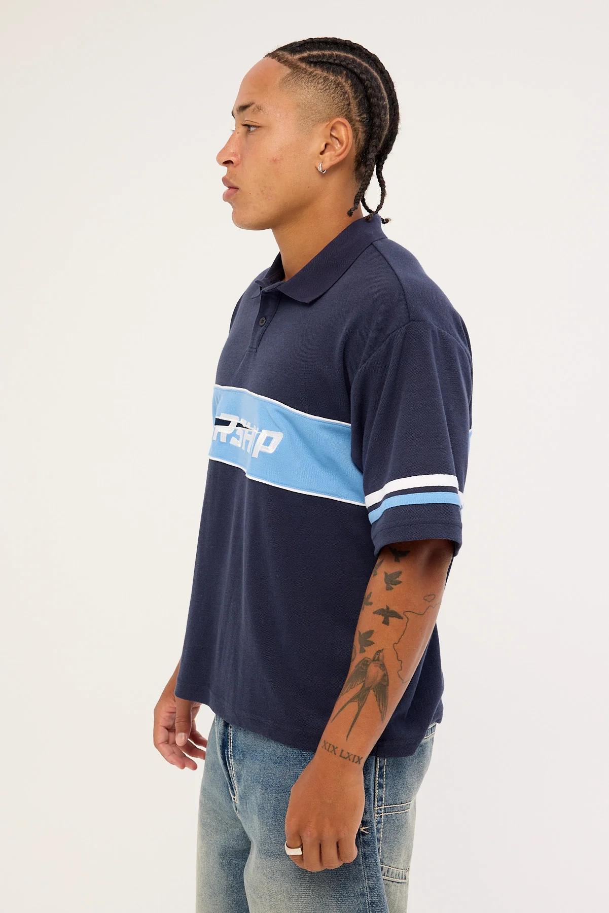 Worship Belter Short Sleeve Golf Polo Blue Depths - Image 5