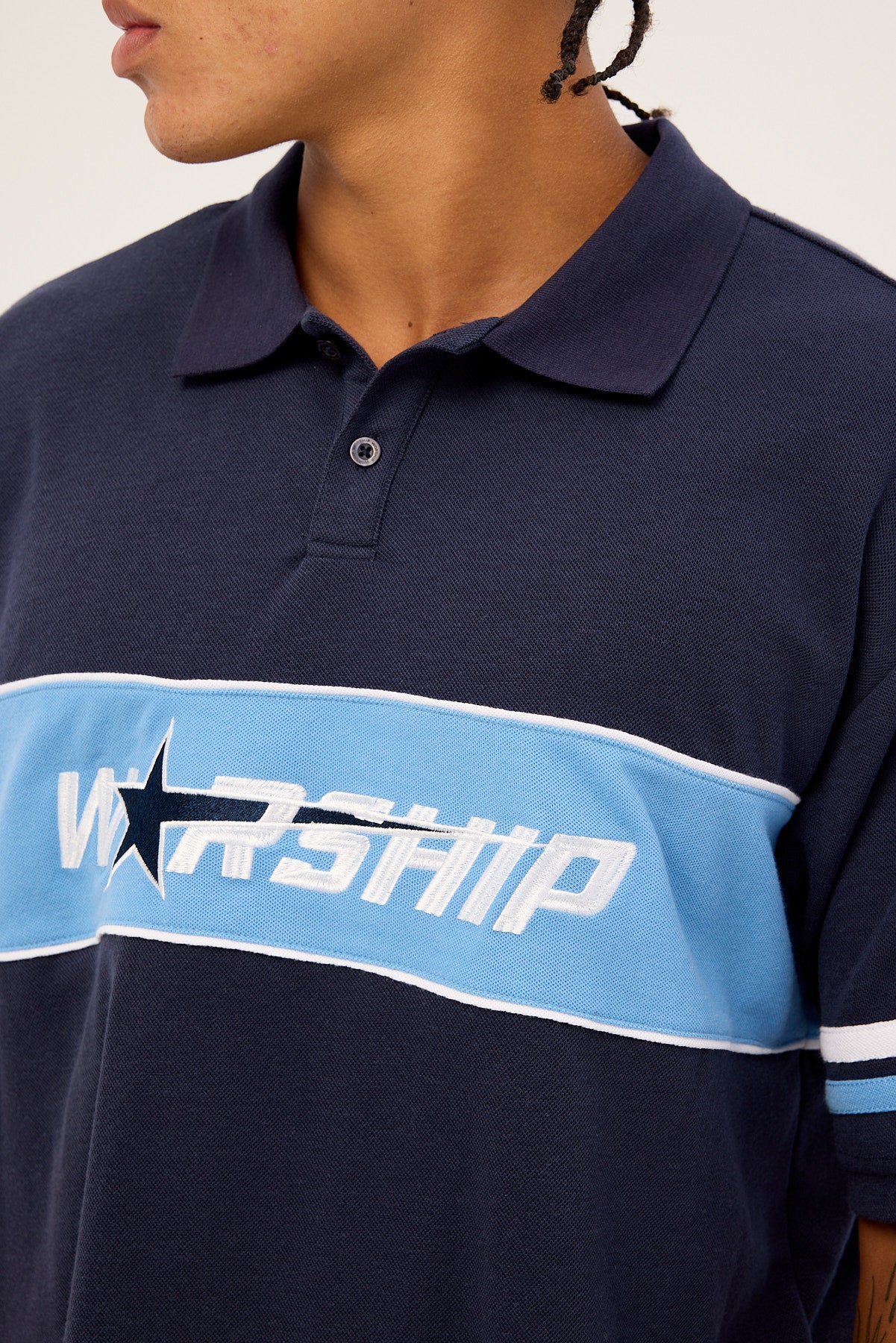 Worship Belter Short Sleeve Golf Polo Blue Depths - Image 7