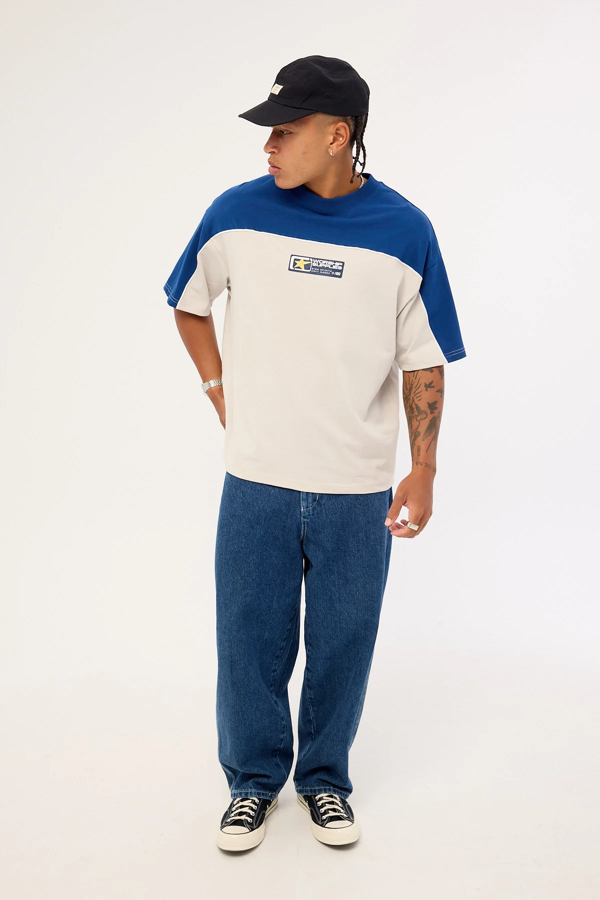 Worship Blender Oversize Panel Tee Blue Depths - Image 2