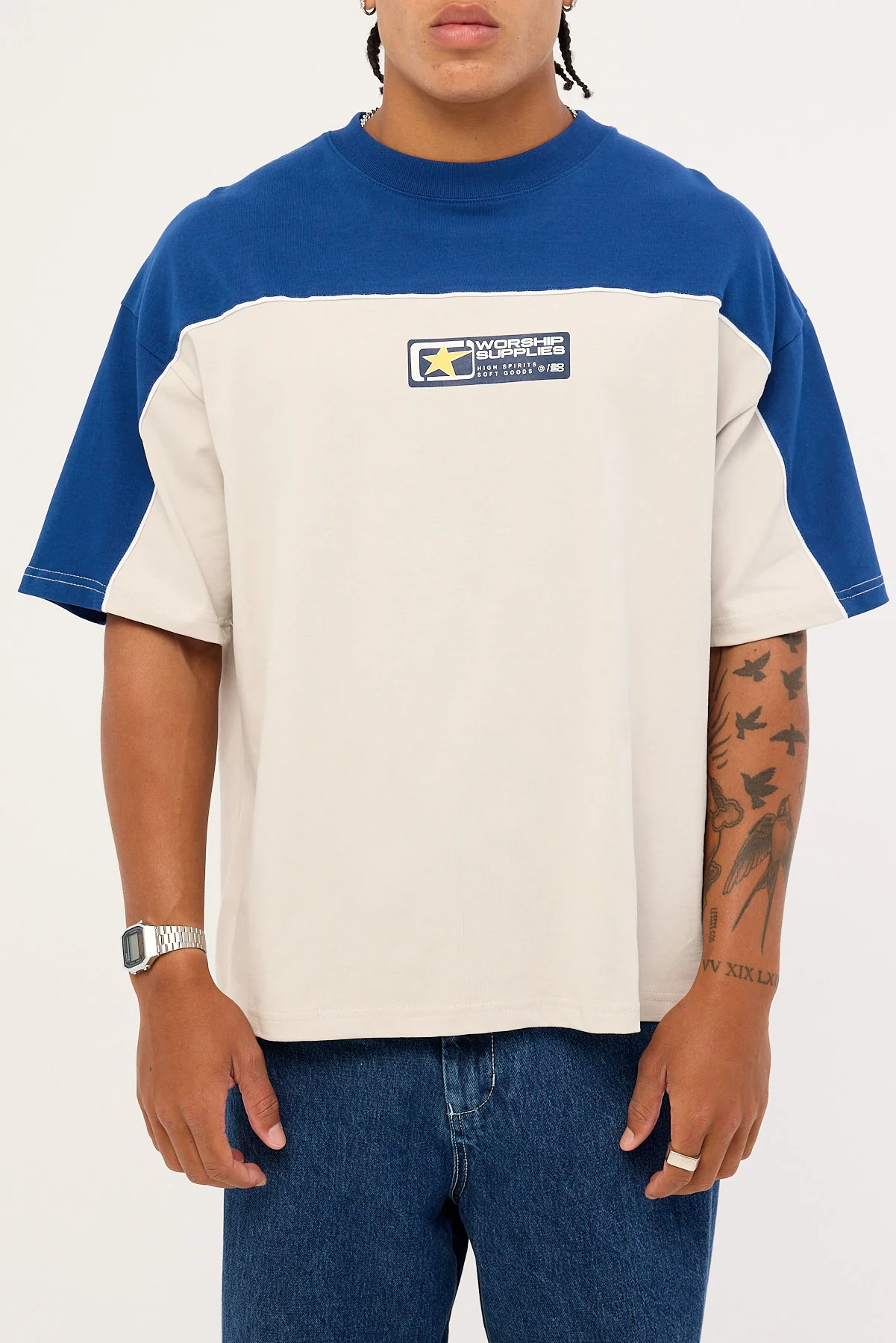 Worship Blender Oversize Panel Tee Blue Depths - Image 6