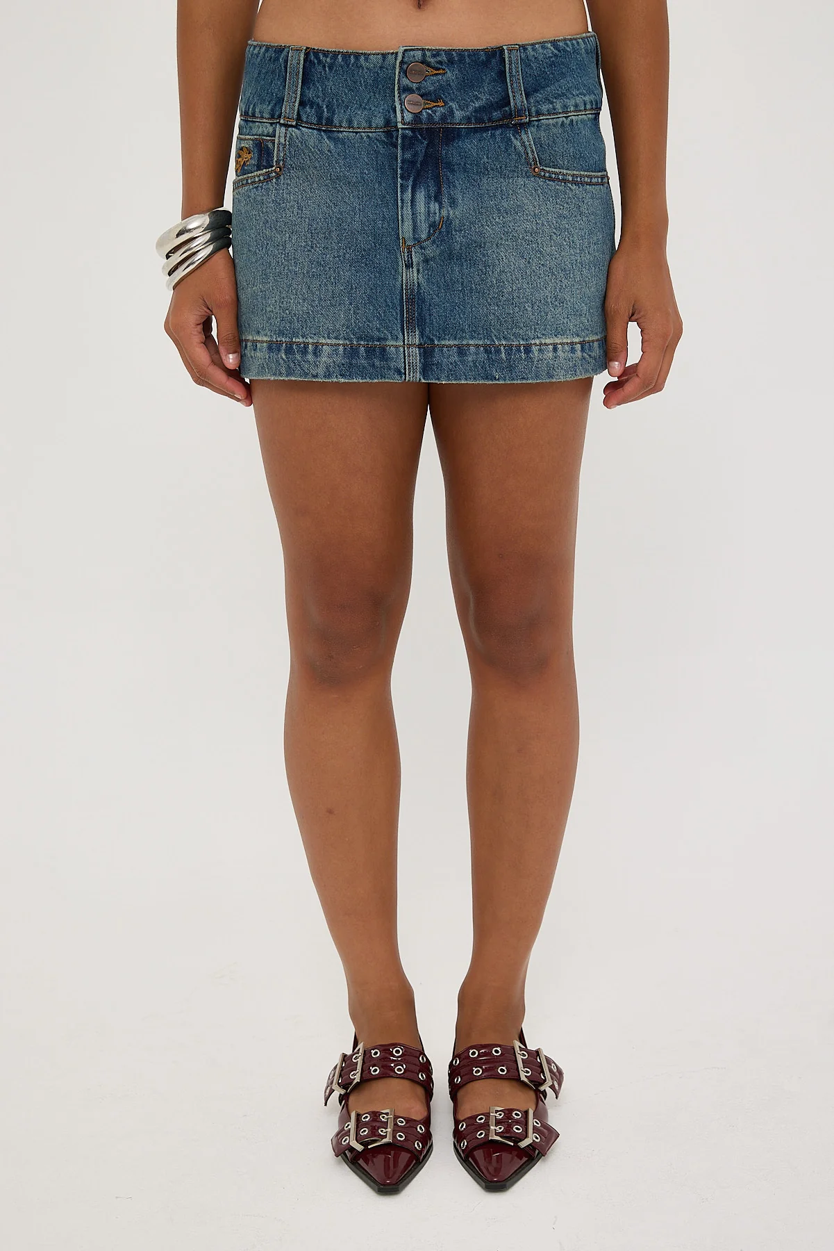 Worship Cherio 00s Micro Skirt Dirty Mid Blue - Image 7