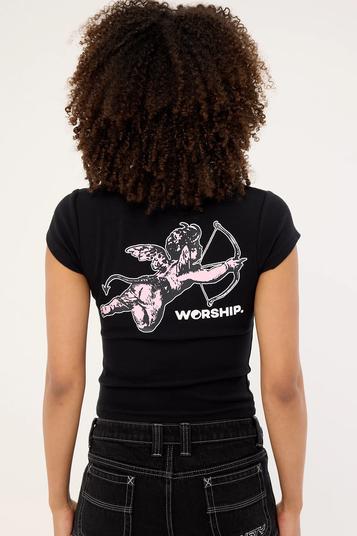 Worship Cherub Cap Sleeve Tee Black - Image 6