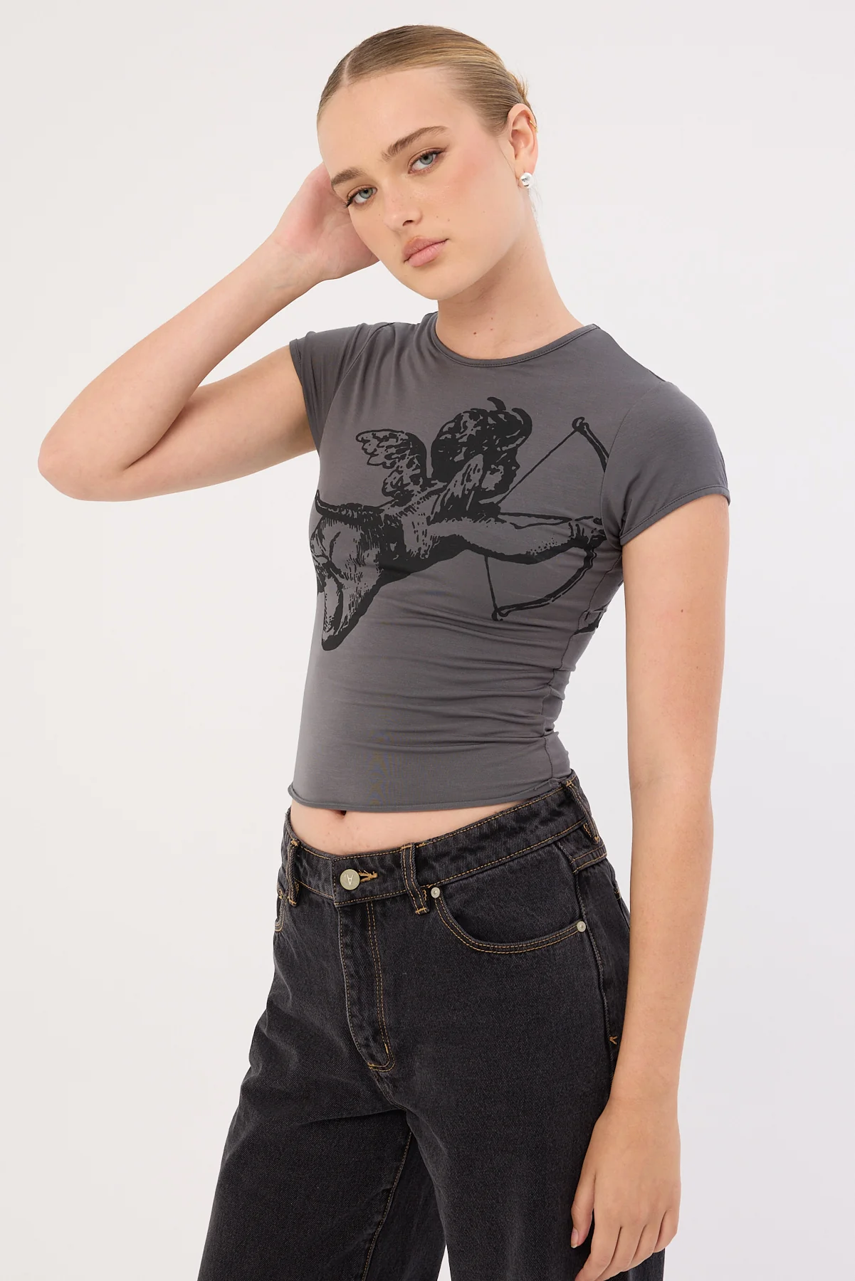 Worship Cherub Cap Sleeve Top Worn Black - Image 4