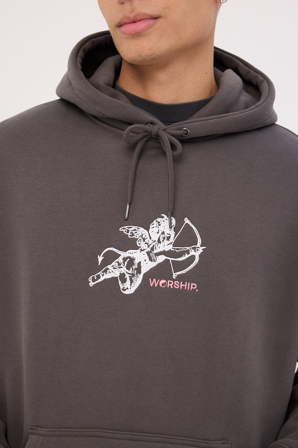 Worship Cherub Pull Over Hood Worn Black - Image 3