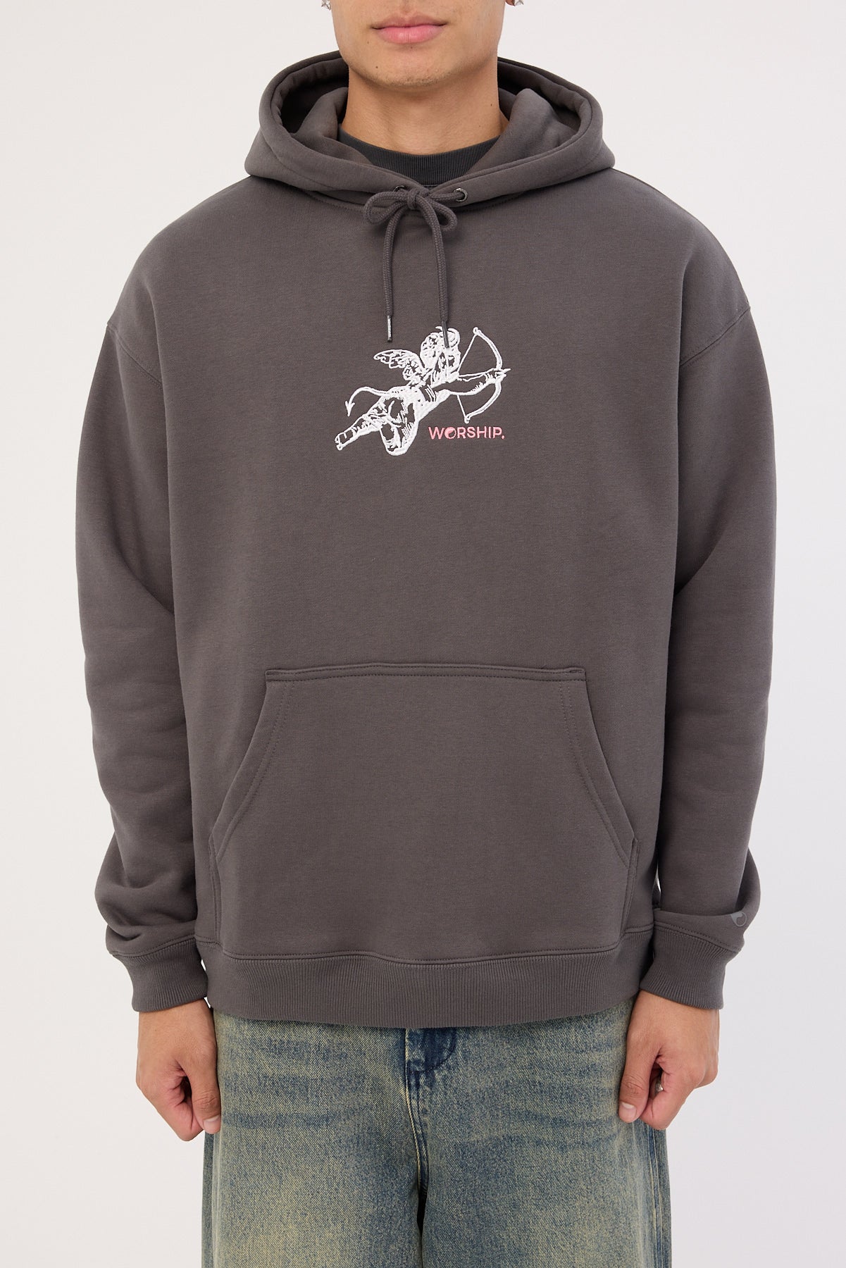 Worship Cherub Pull Over Hood Worn Black - Image 6