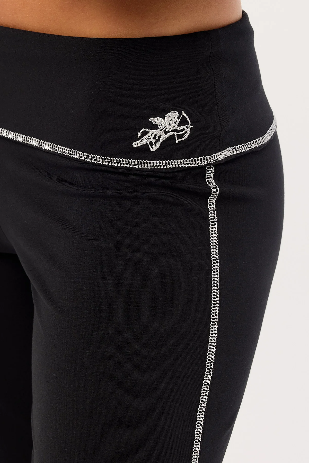 Worship Cherub Y2K Foldover Leggings Black - Image 5