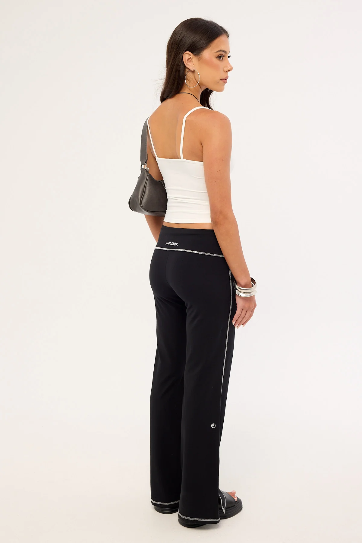 Worship Cherub Y2K Foldover Leggings Black - Image 6