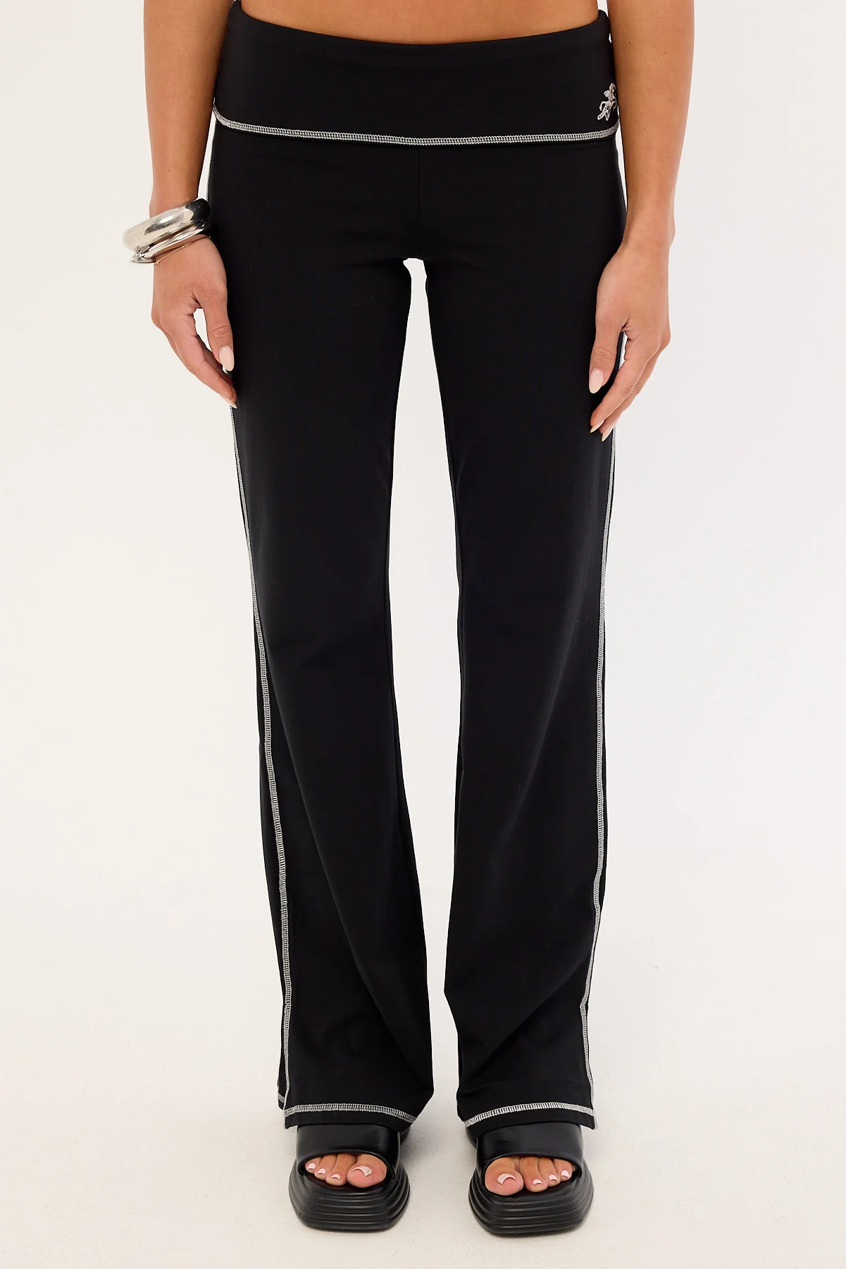 Worship Cherub Y2K Foldover Leggings Black - Image 8