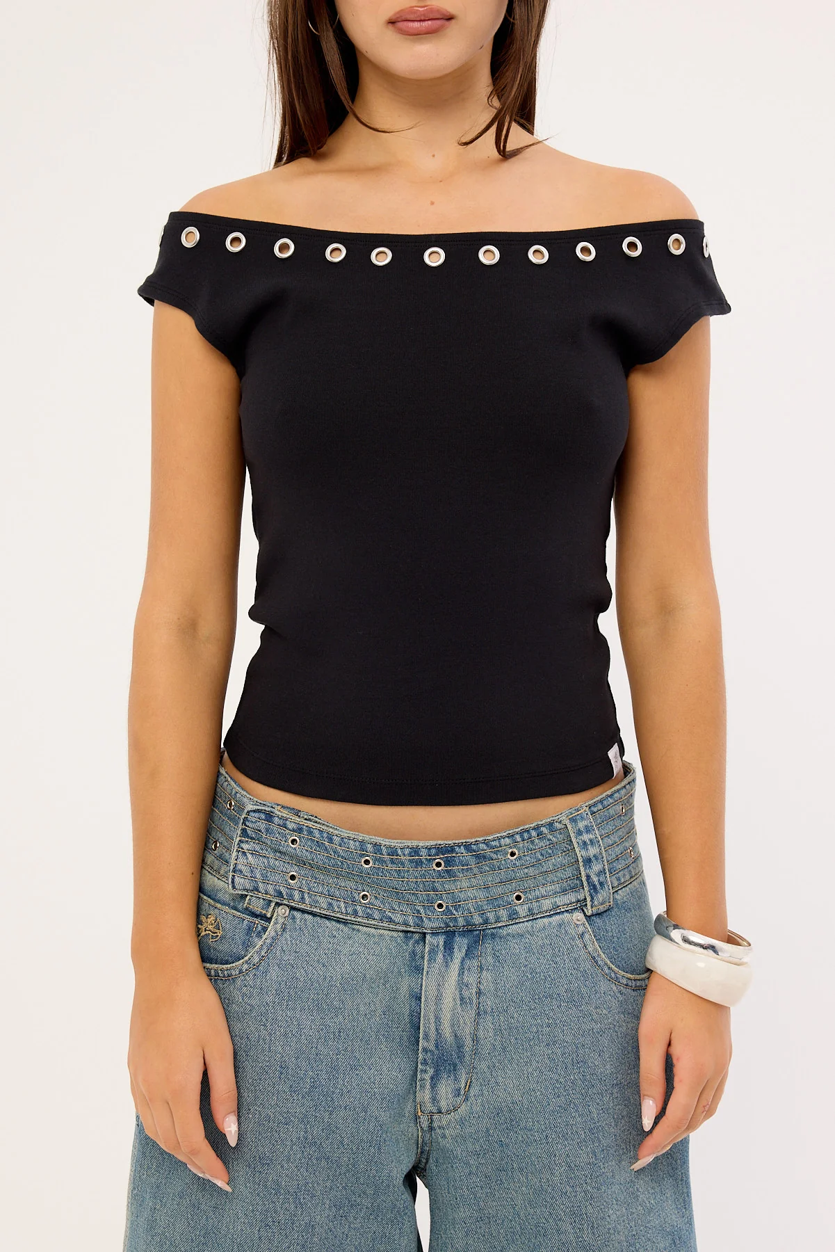 Worship Cold Shoulder Off Shoulder Top Black - Image 6
