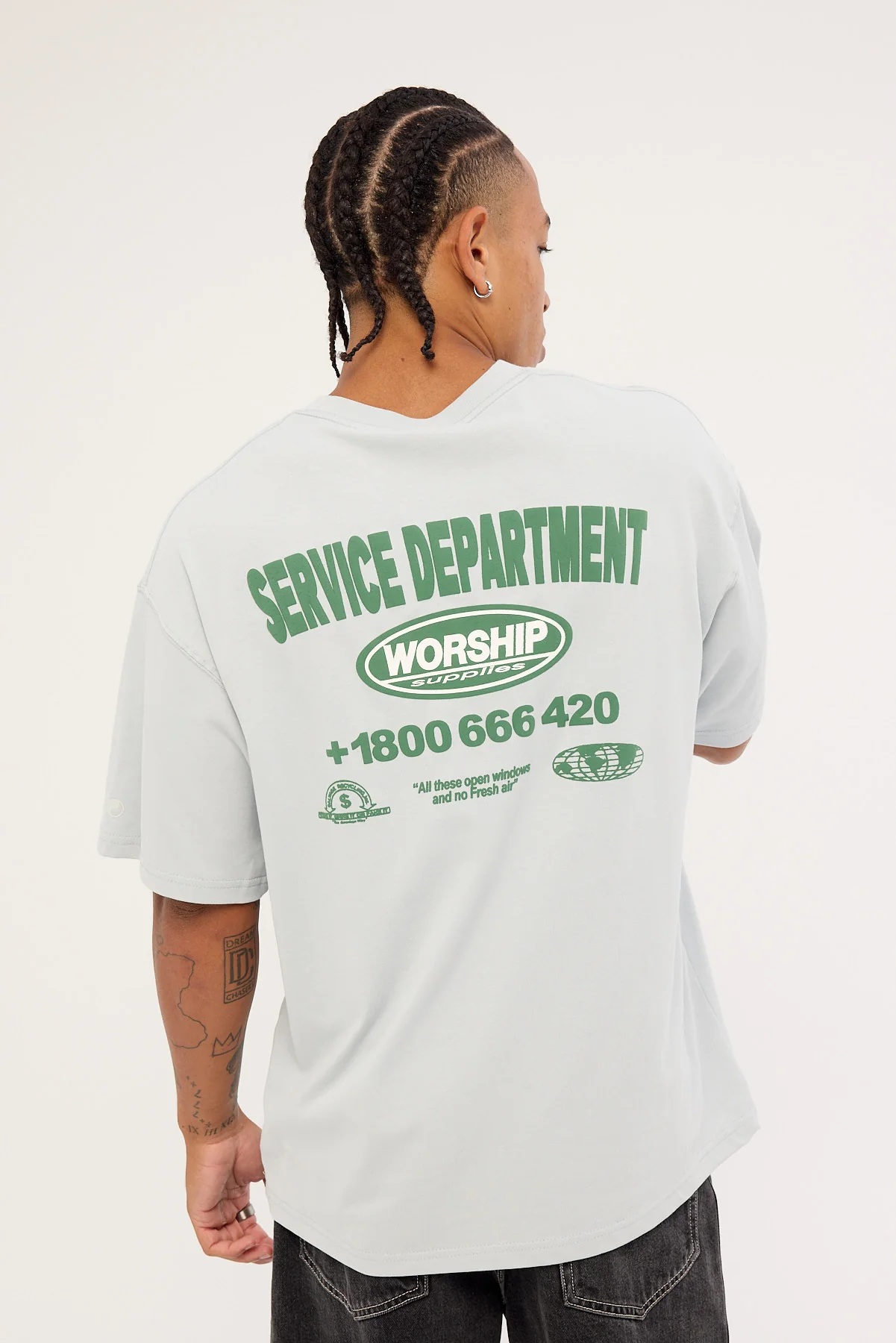Worship Department Oversize Cropped Tee Grey