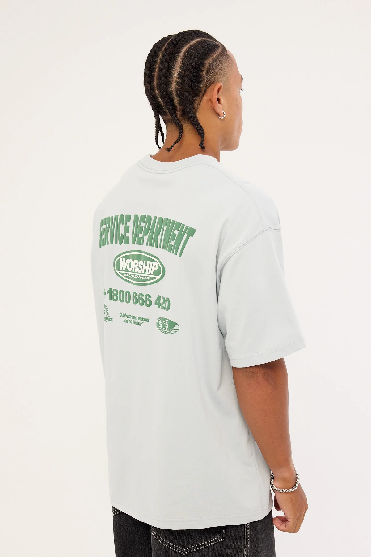 Worship Department Oversize Cropped Tee Grey - Image 5